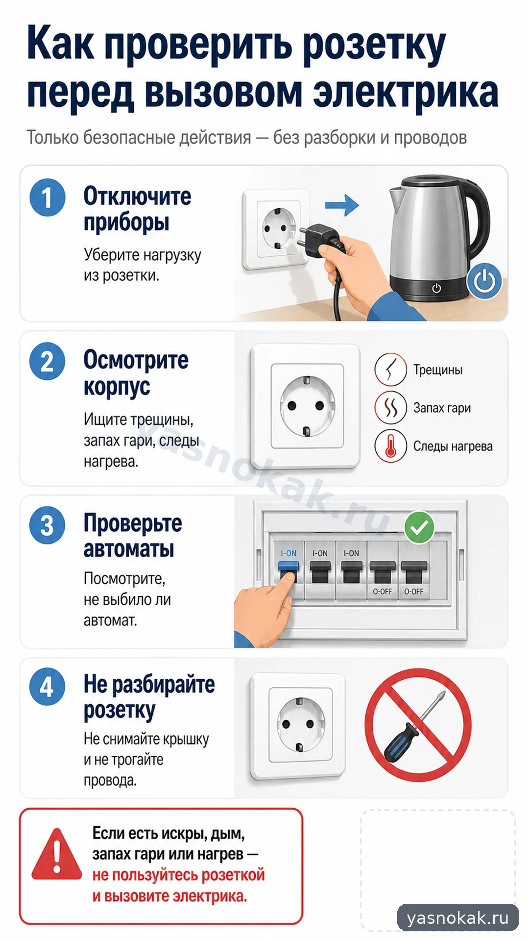 Схема: Как проверить розетку перед вызовом электрика