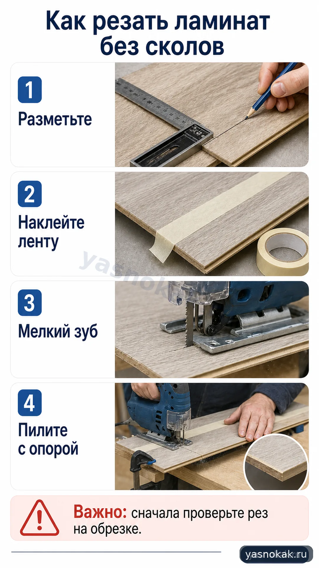 Схема: Как резать ламинат без сколов