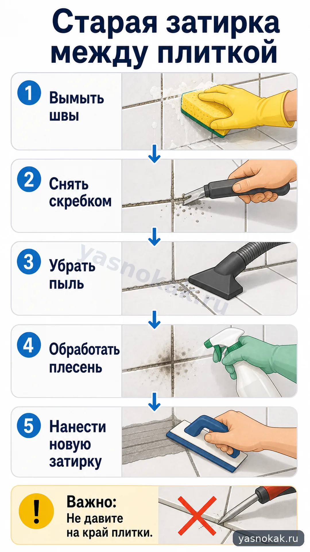 Схема: Как снять старую затирку между плиткой