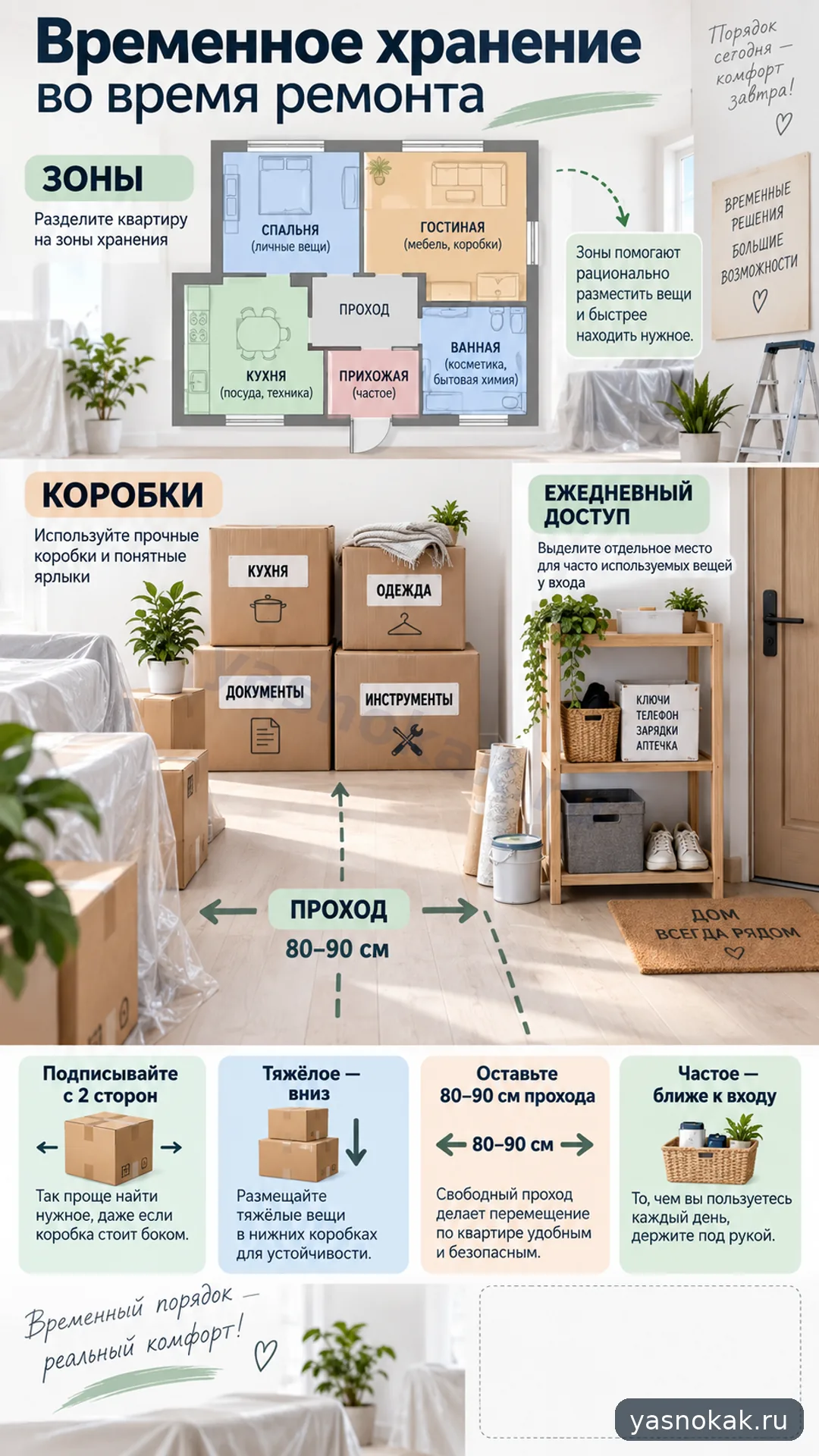 Схема: Как временно организовать хранение во время ремонта