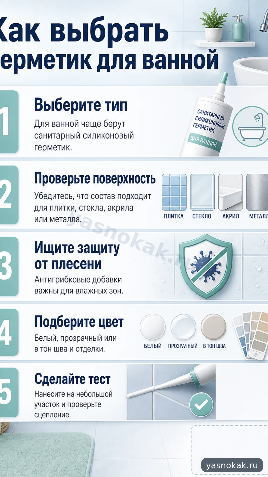 Схема: Как выбрать герметик для ванной
