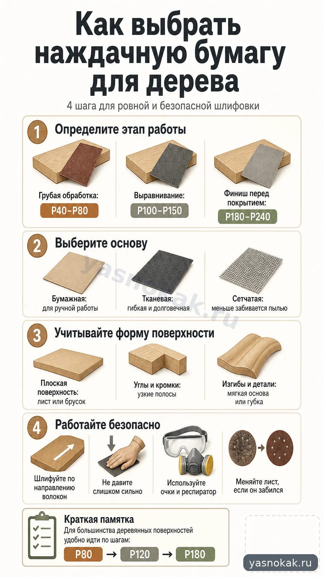 Схема: Как выбрать наждачную бумагу для дерева
