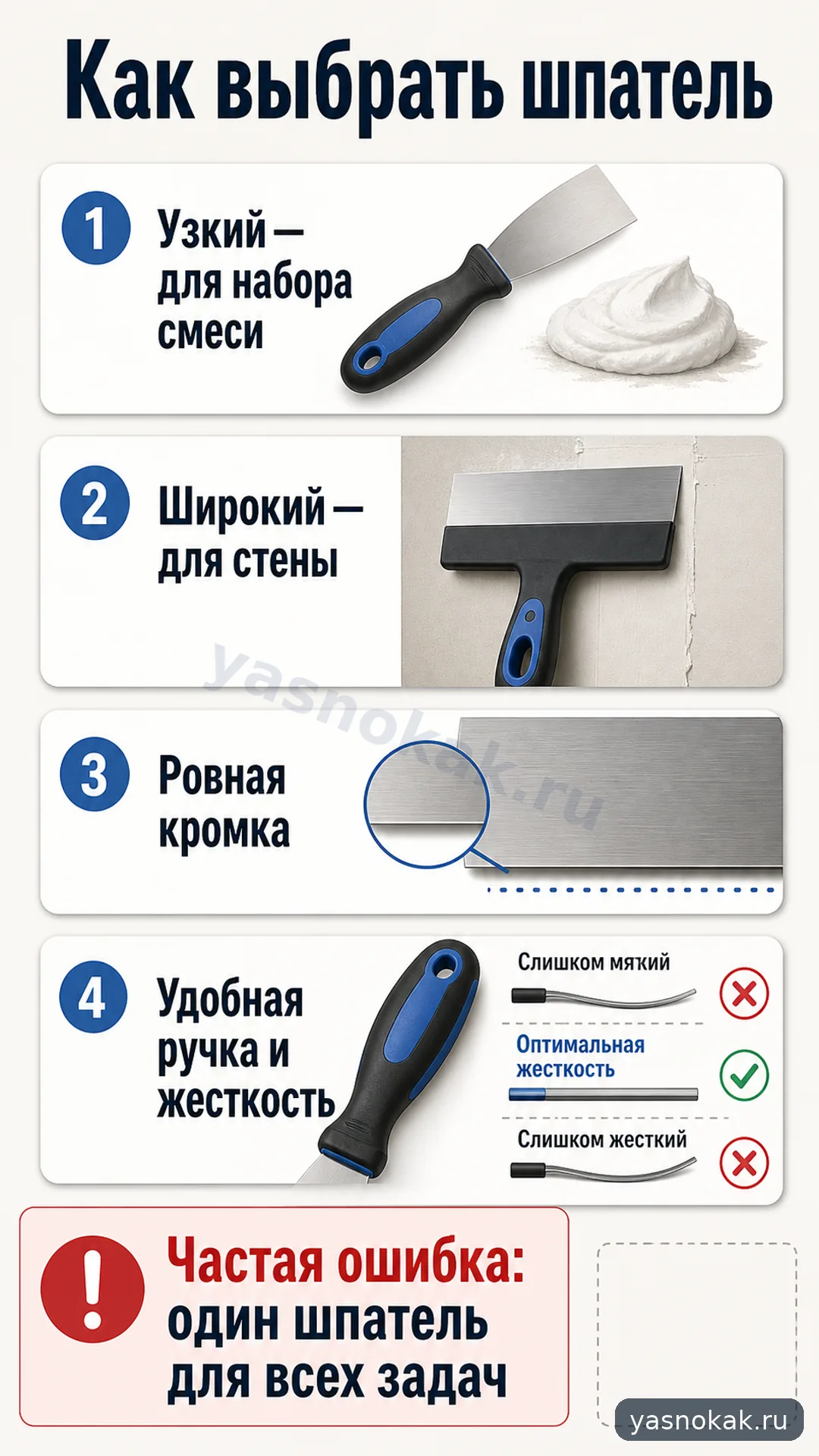 Схема: Как выбрать шпатель для шпаклевки