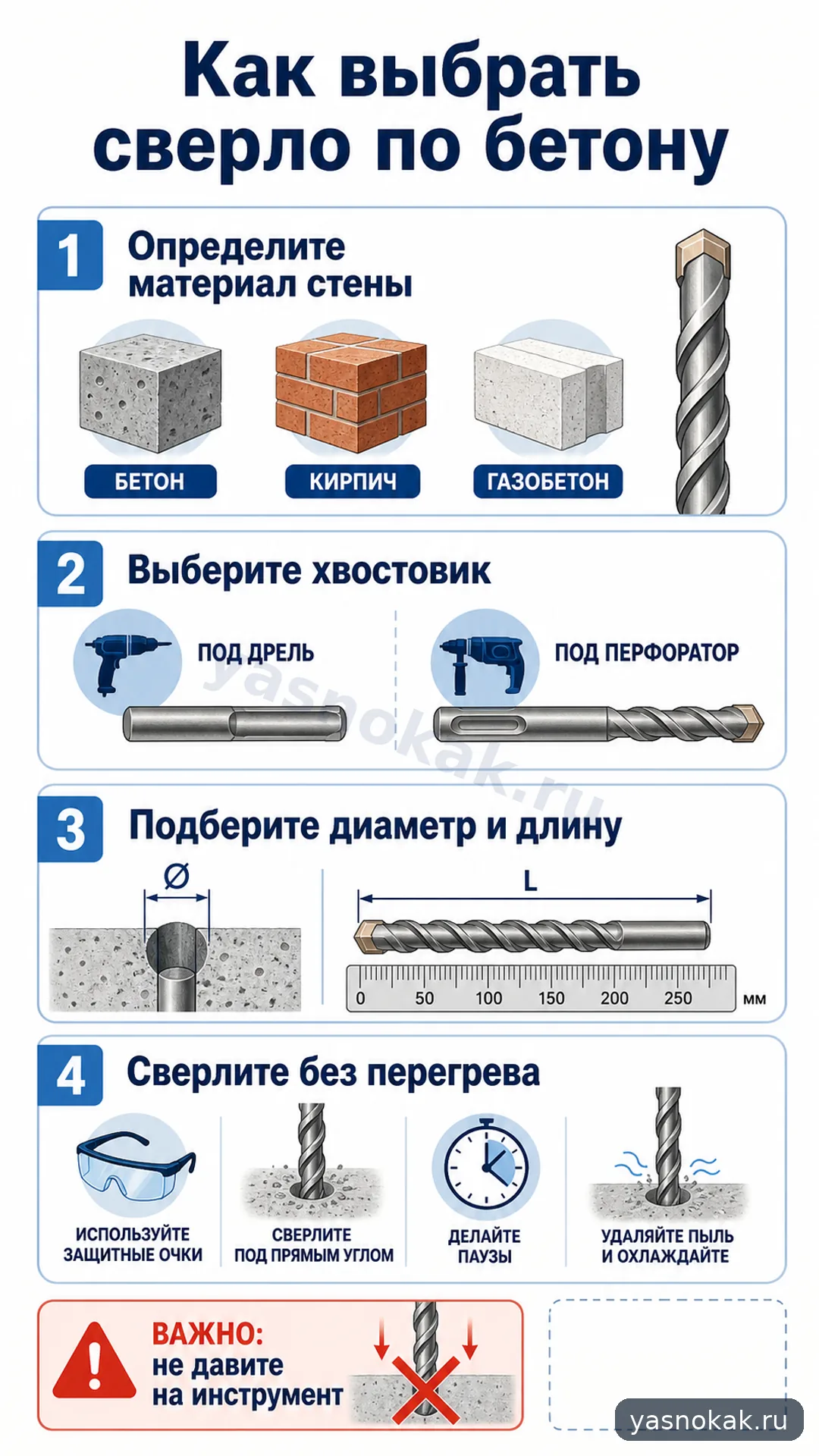 Схема: Как выбрать сверло по бетону