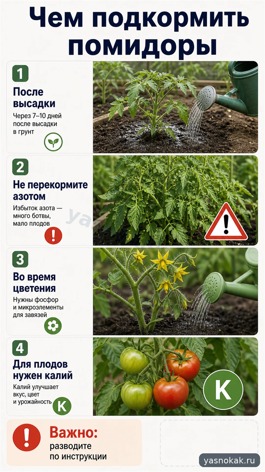 Схема: Чем подкормить помидоры