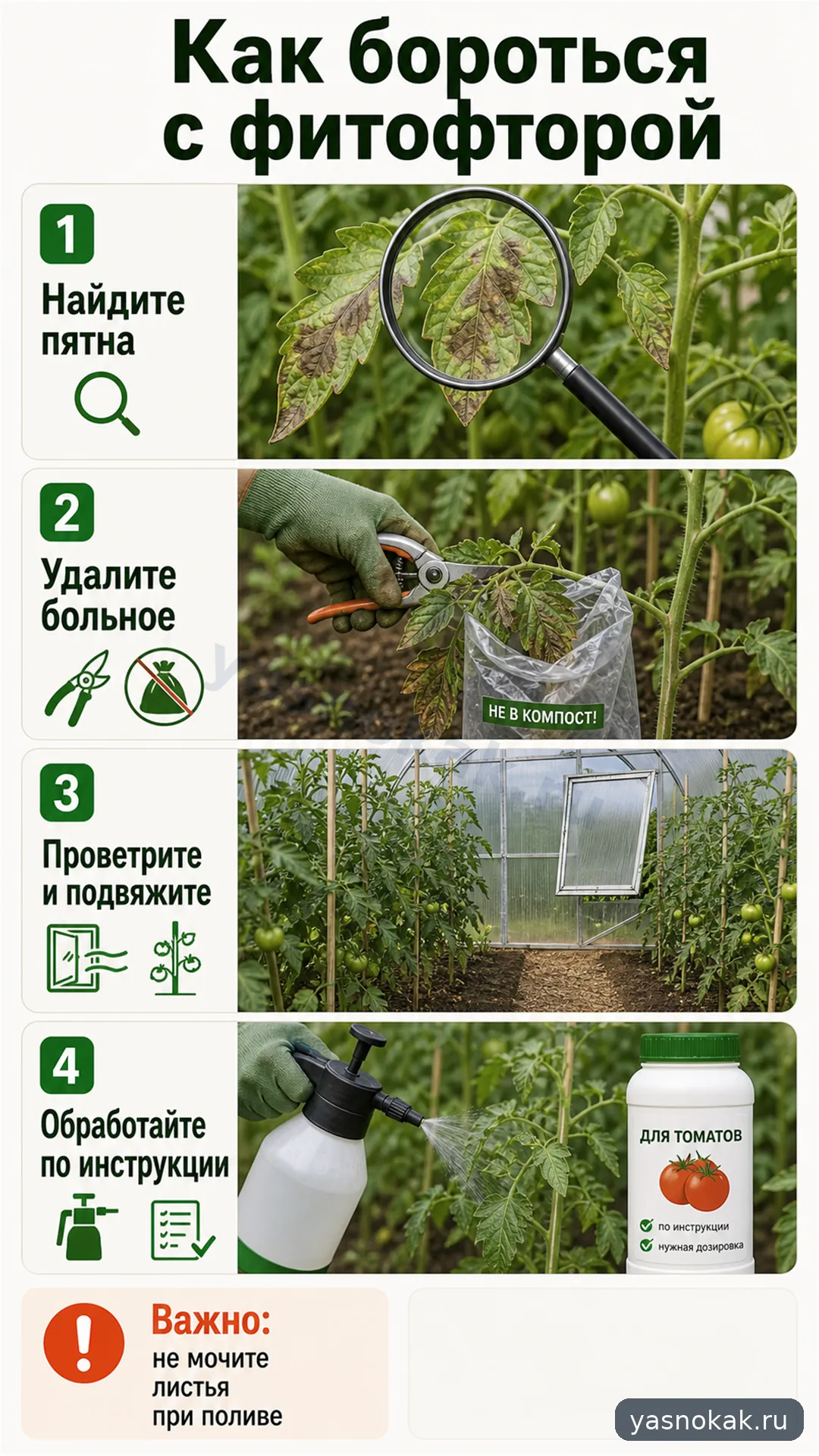 Схема: Как бороться с фитофторой на помидорах