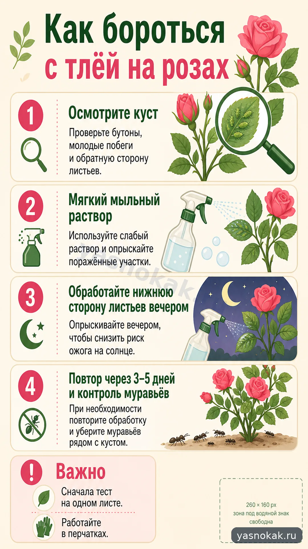 Схема: Как бороться с тлёй на розах