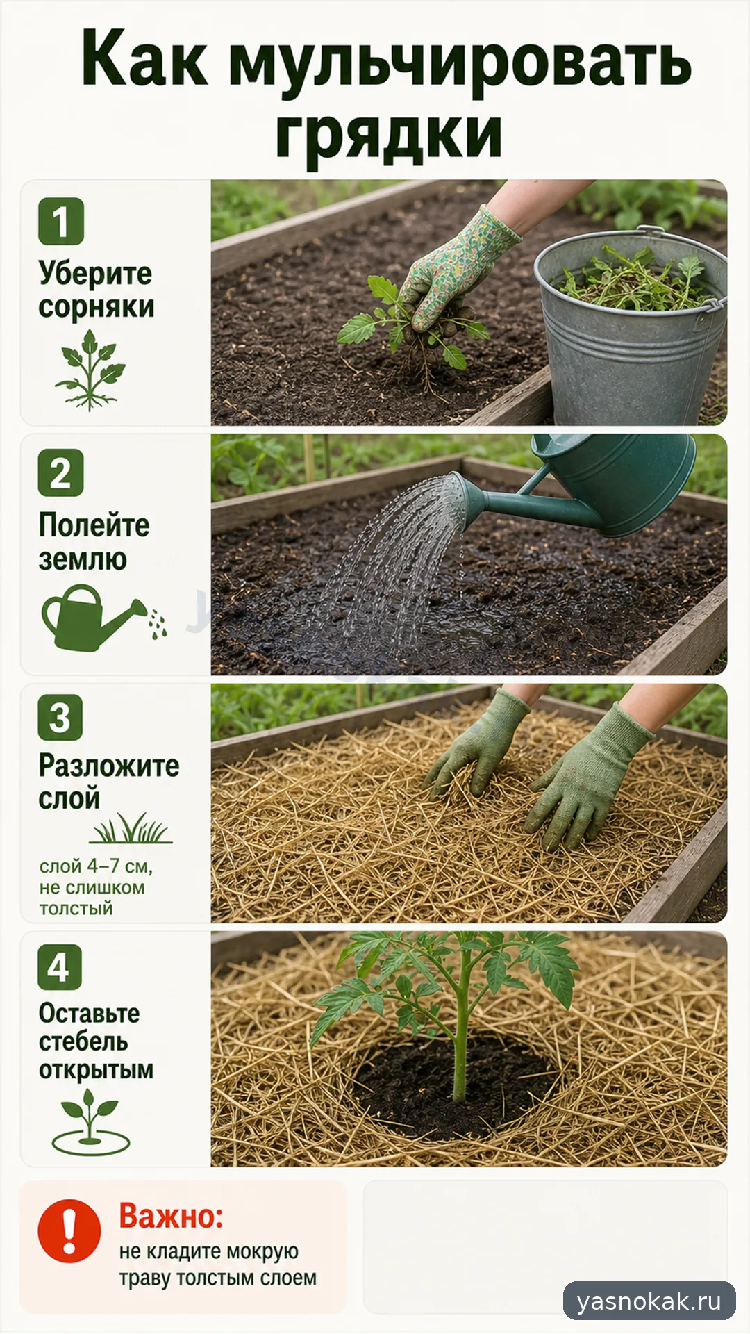 Схема: Как мульчировать грядки