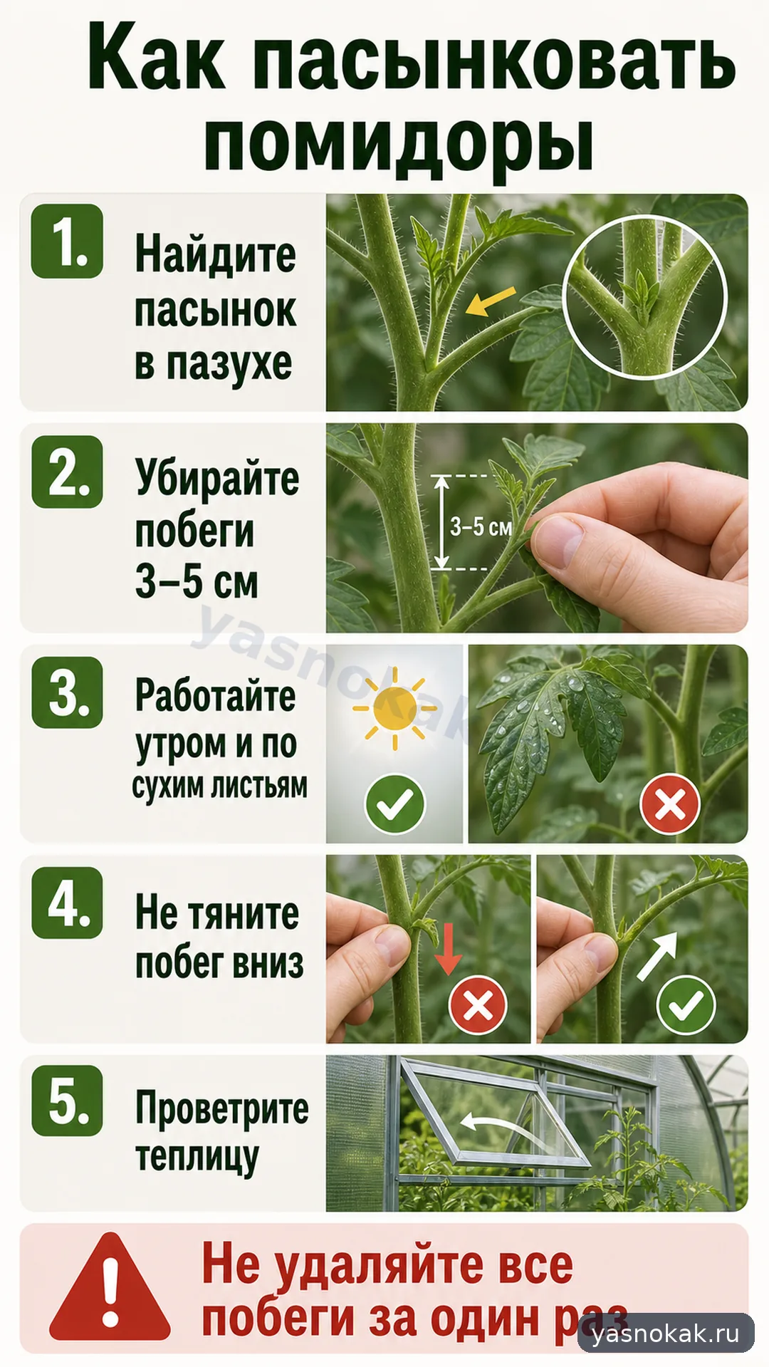 Схема: Как пасынковать помидоры