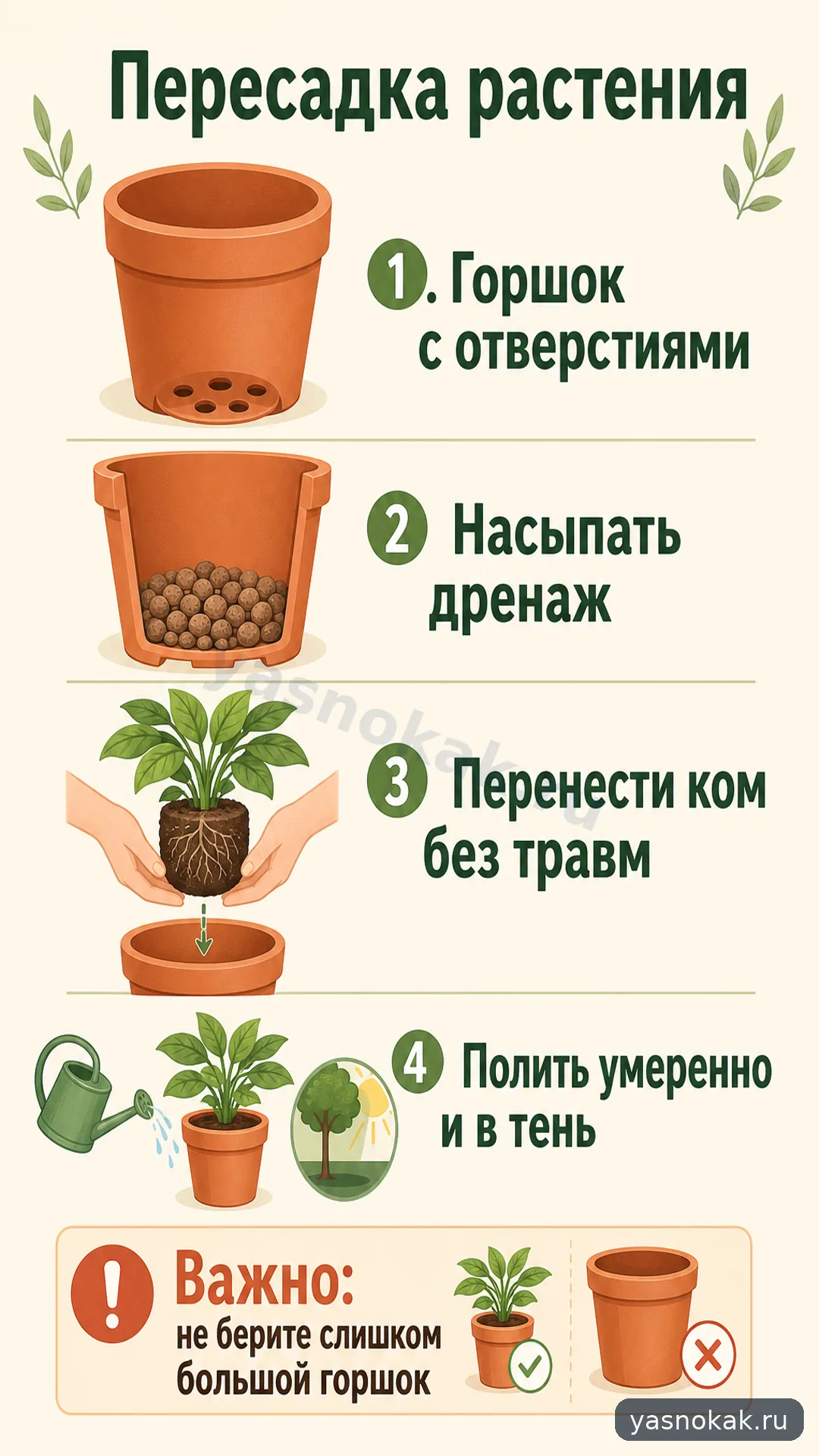 Схема: Как пересадить комнатное растение