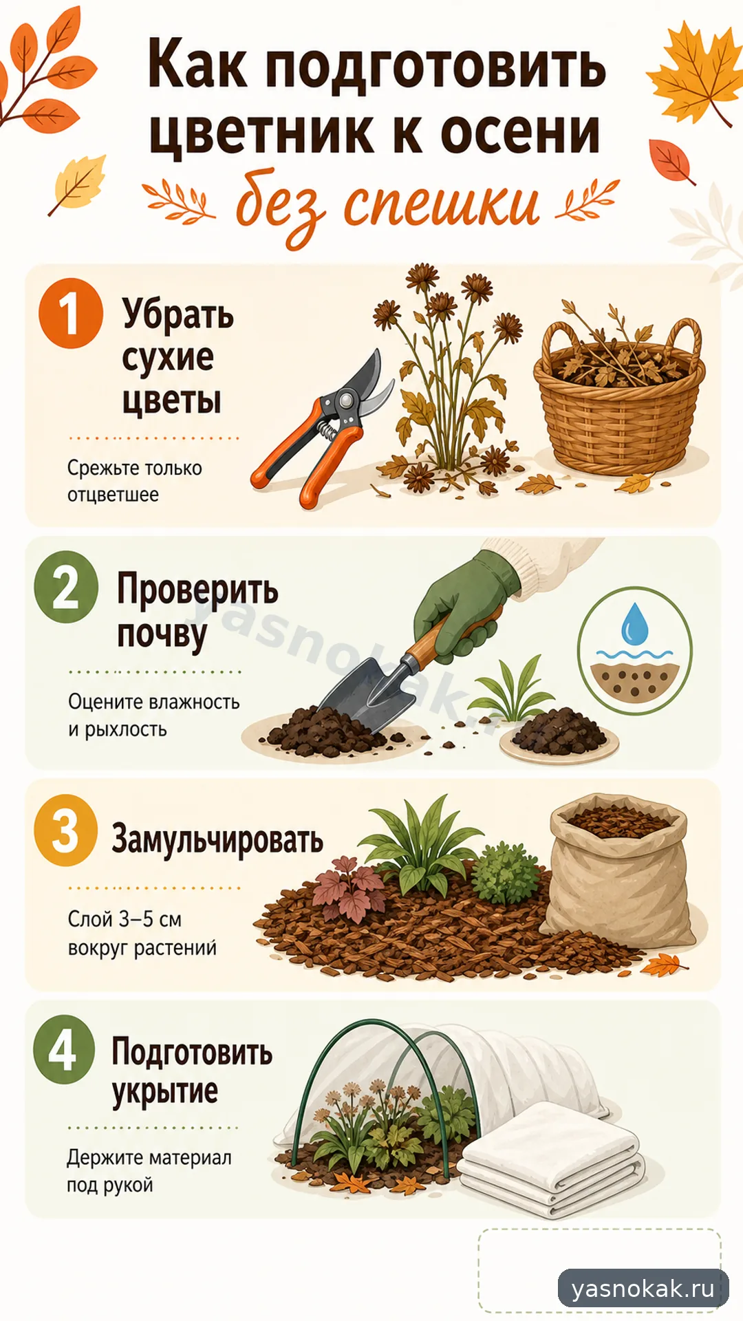 Схема: Как подготовить цветник к осени без спешки