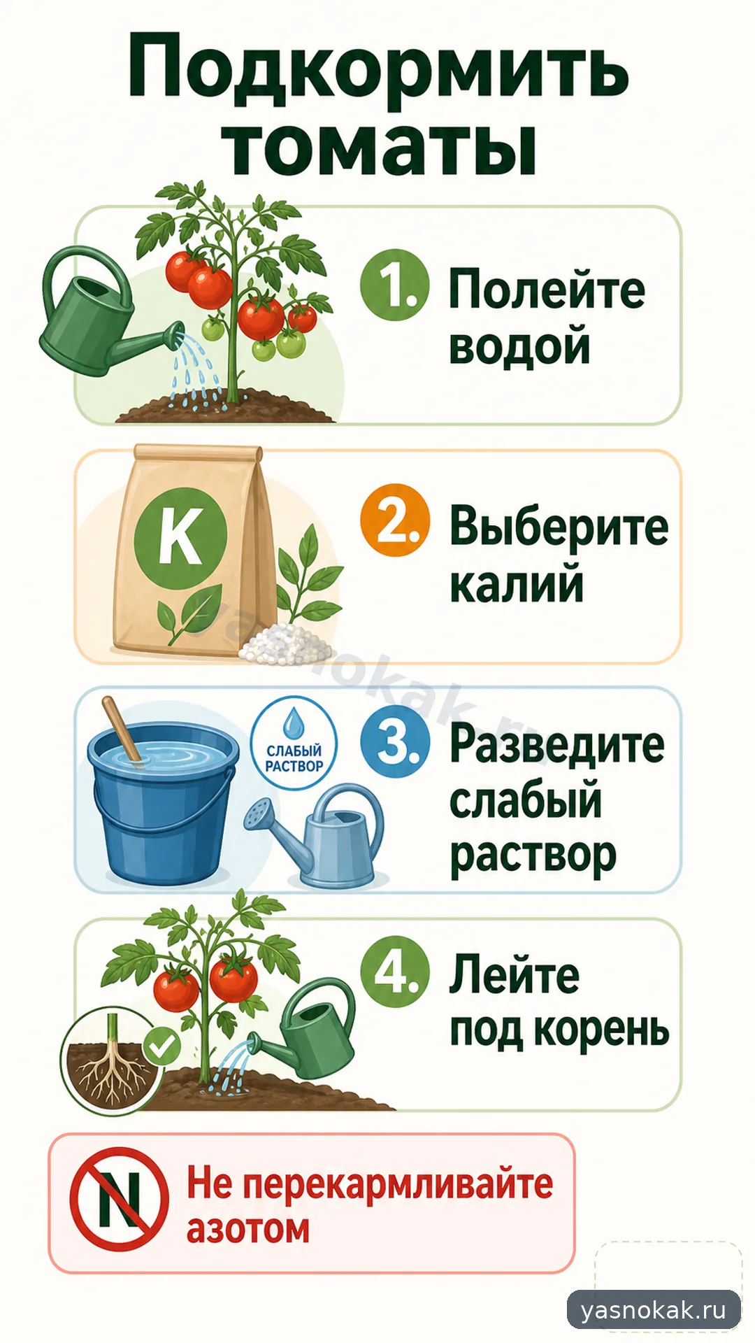 Схема: Как подкормить томаты во время плодоношения