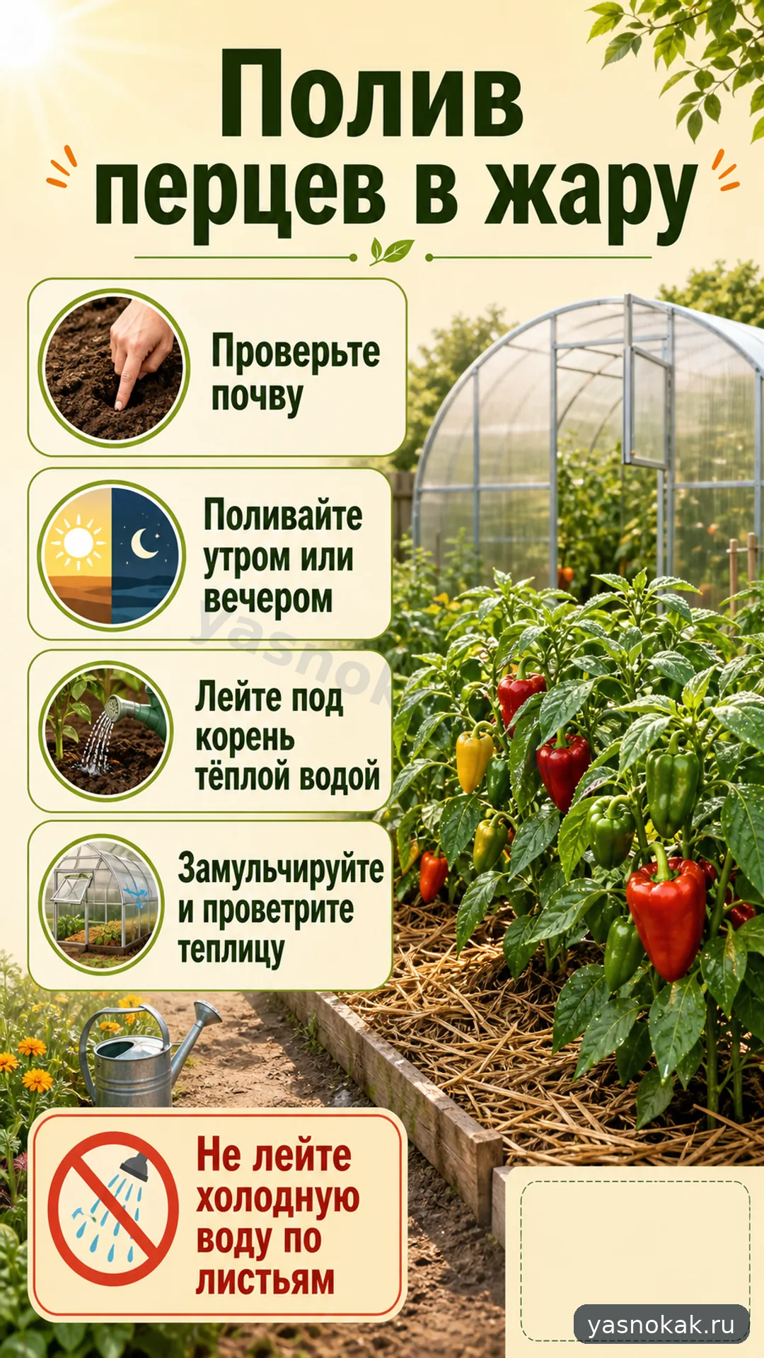 Схема: Как поливать перцы в жару