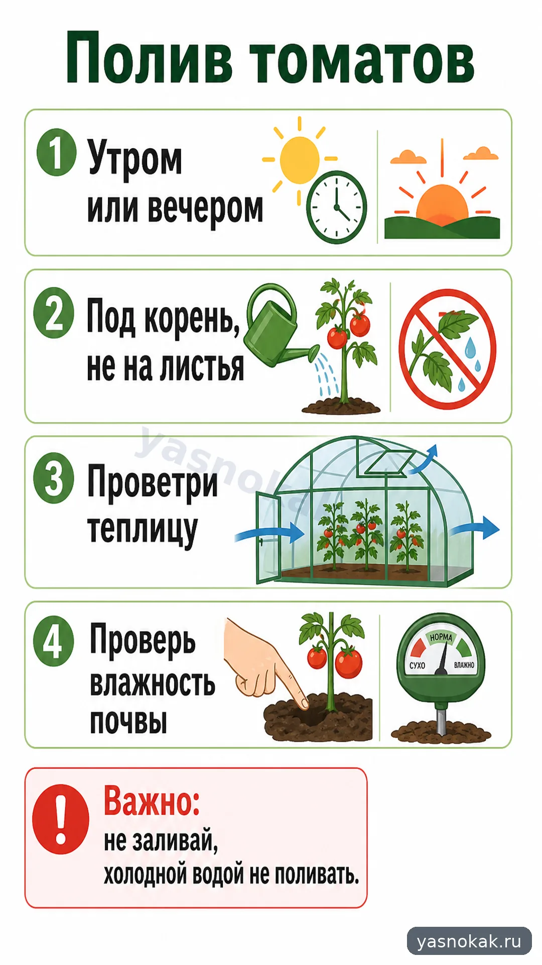Схема: Как поливать помидоры в теплице