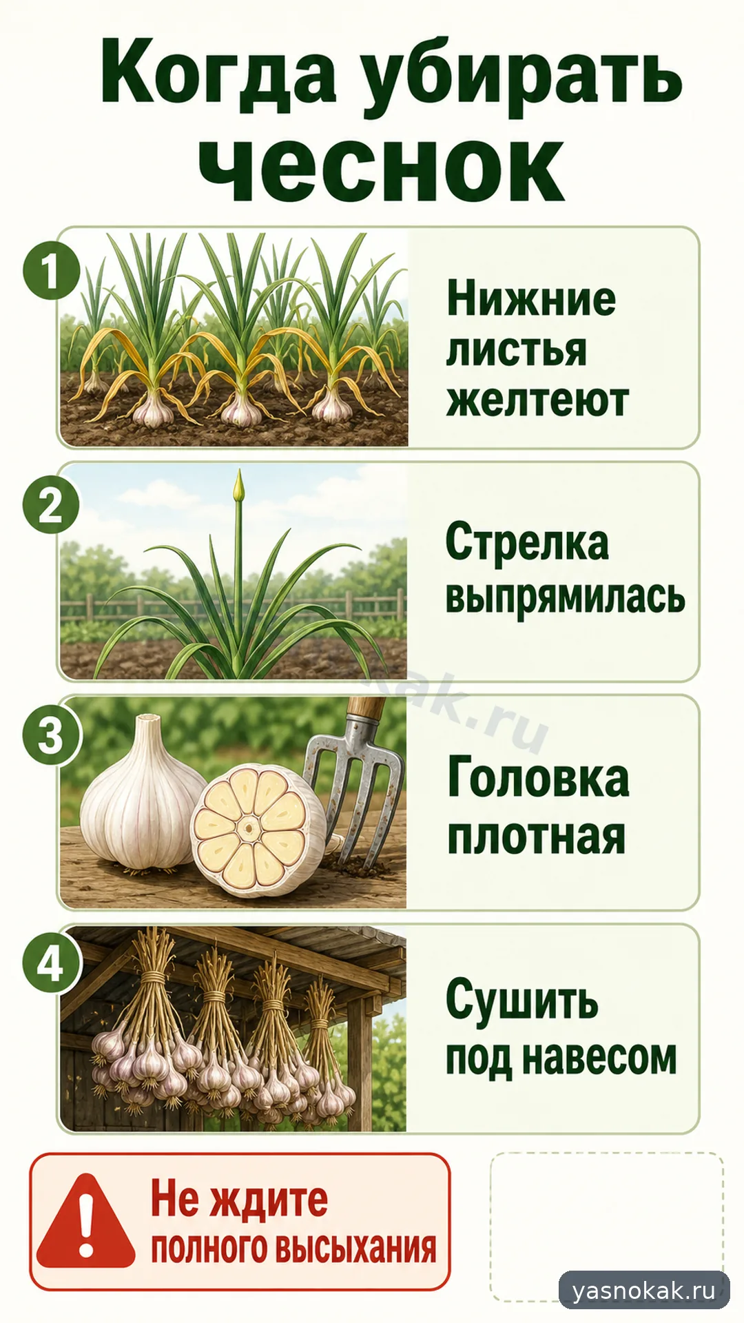 Схема: Как понять, что чеснок пора убирать