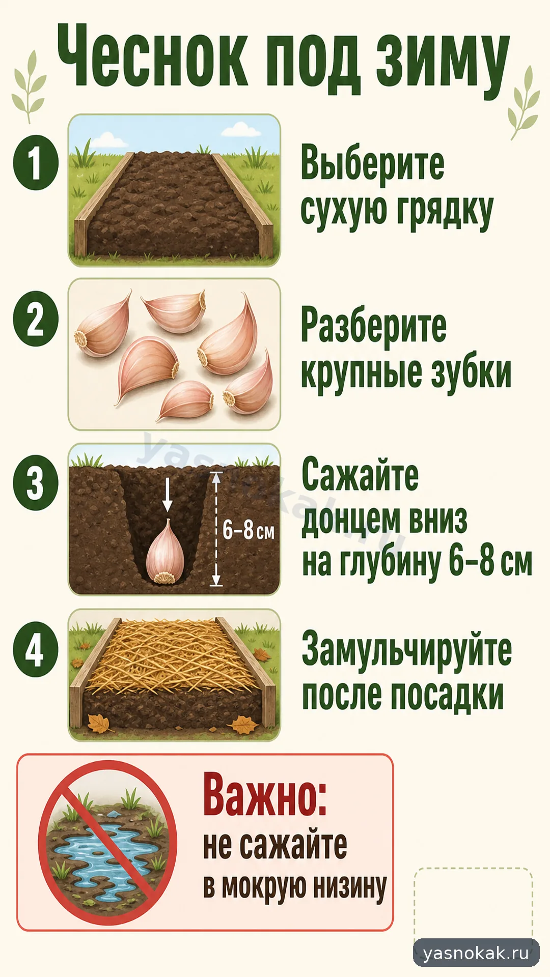 Схема: Как посадить чеснок под зиму