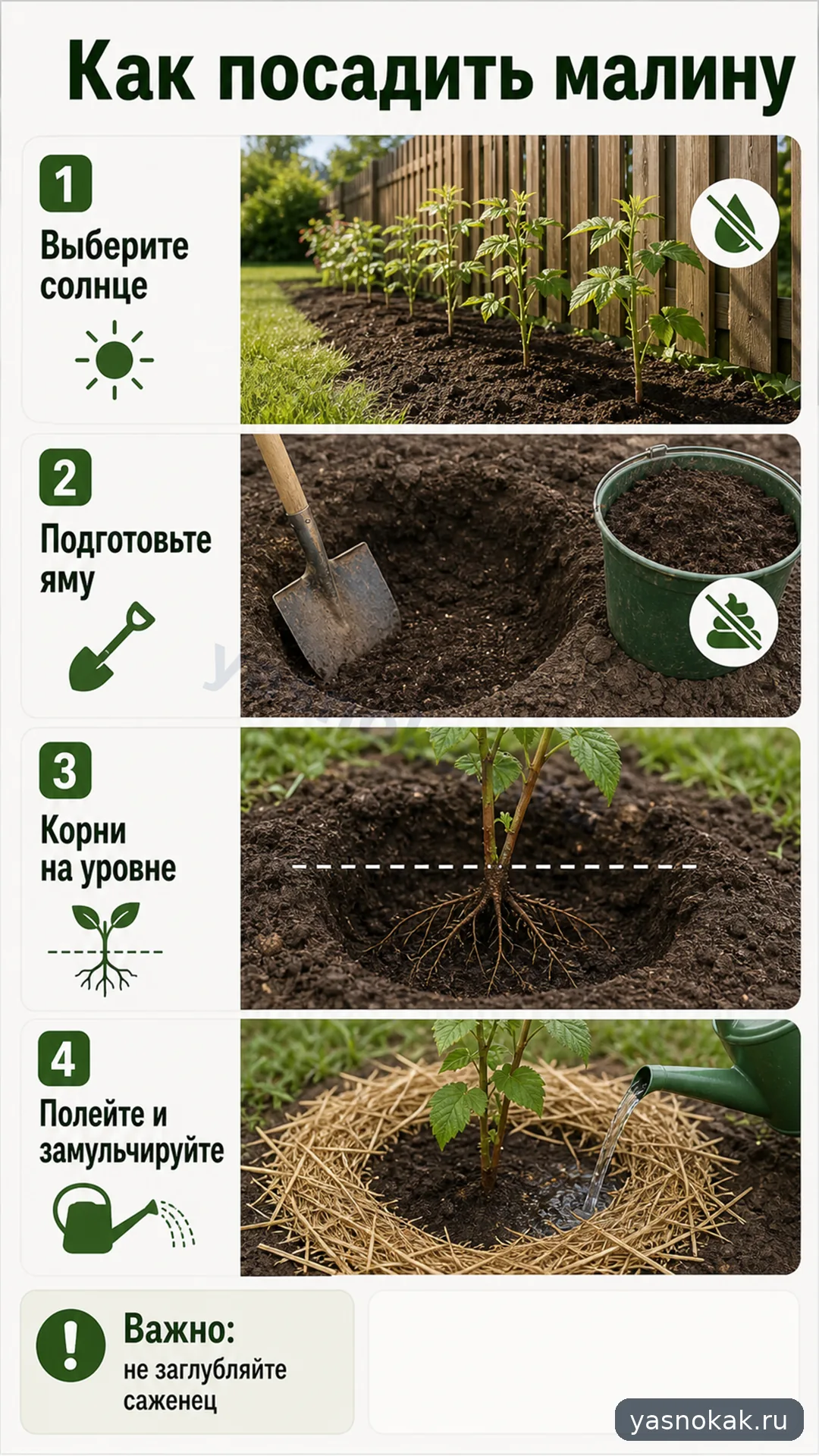 Схема: Как посадить малину