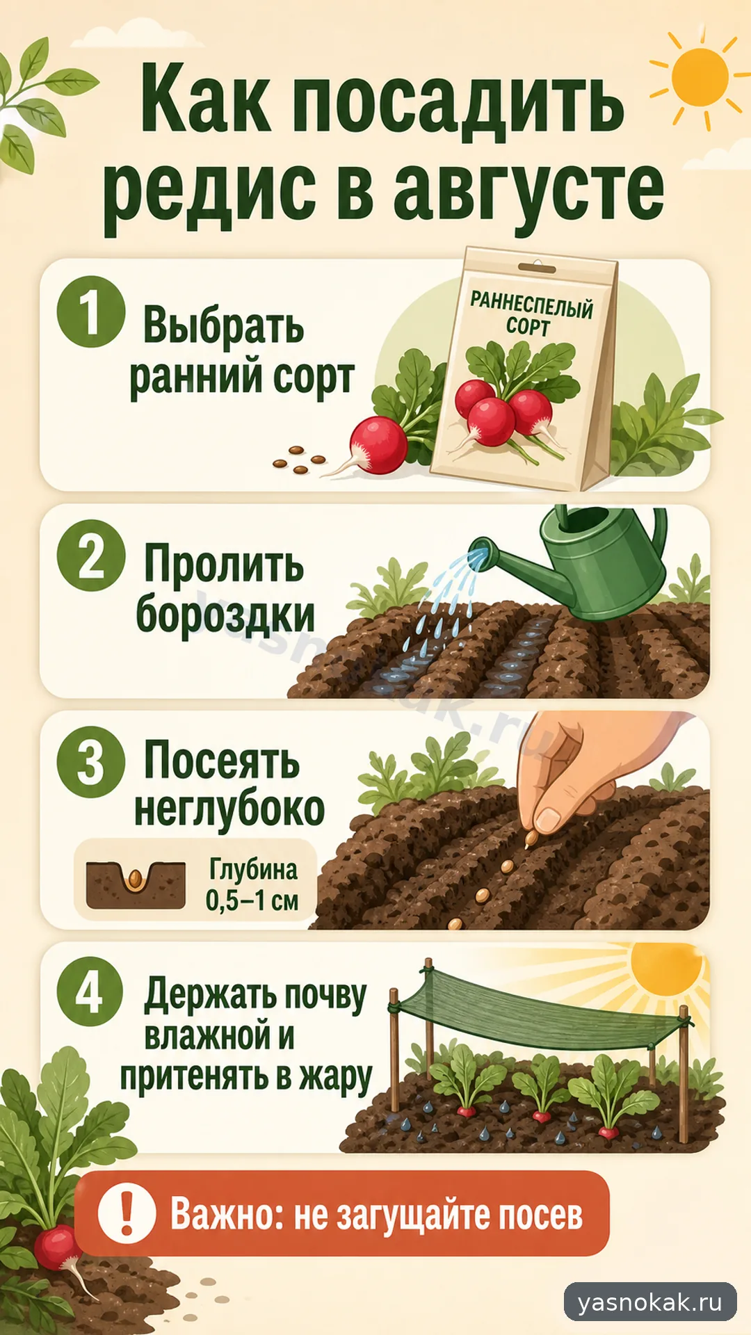 Схема: Как посадить редис в августе