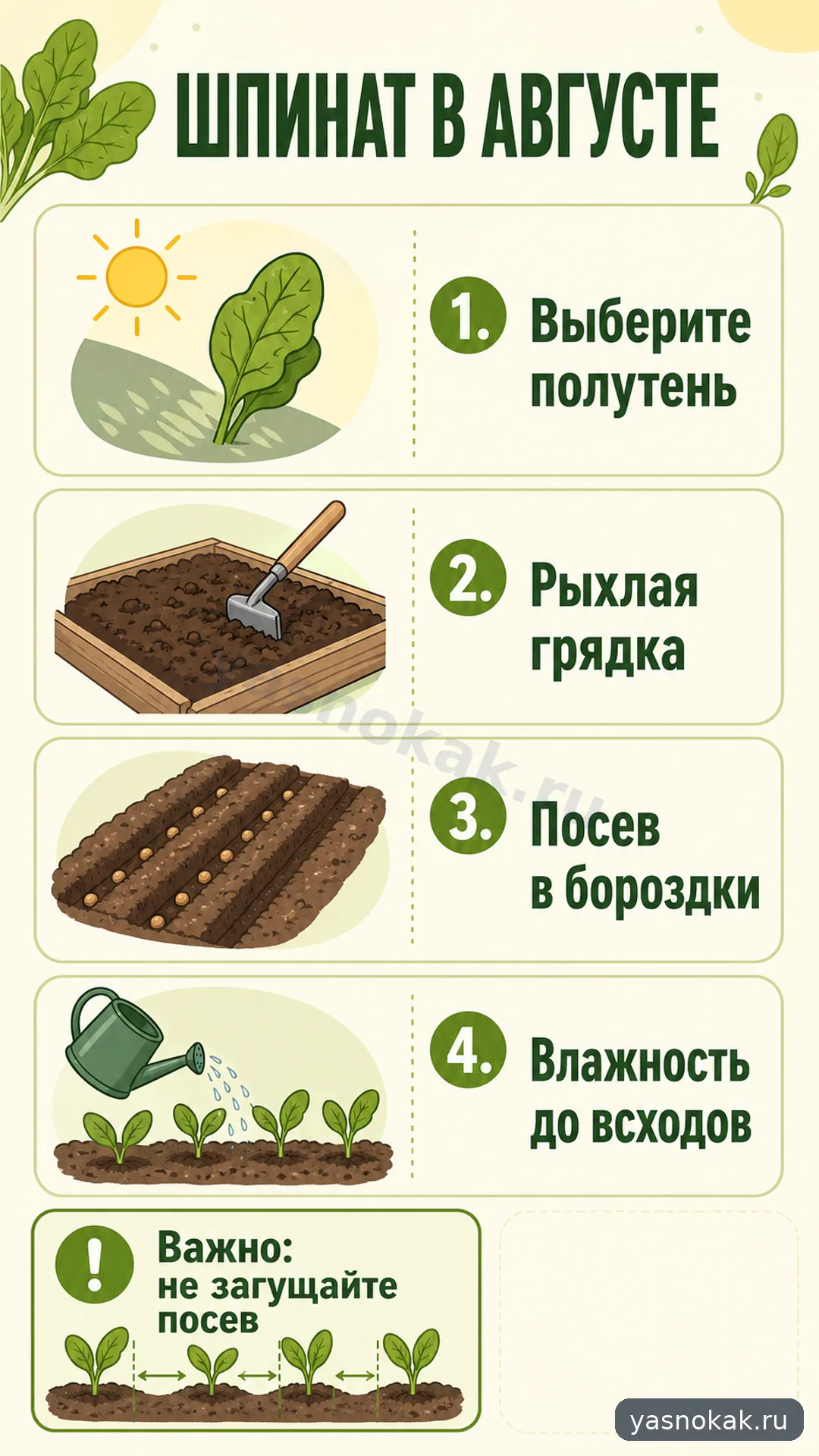 Схема: Как посадить шпинат в августе
