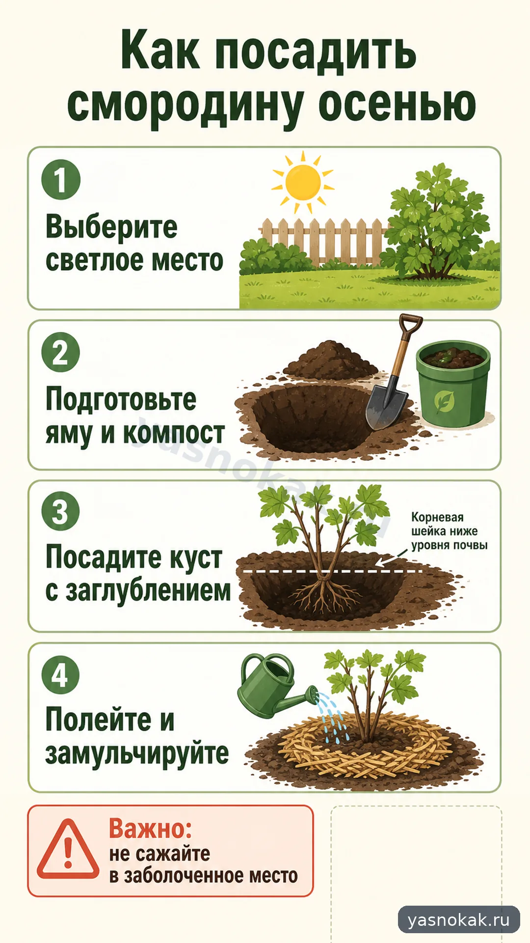 Схема: Как посадить смородину осенью