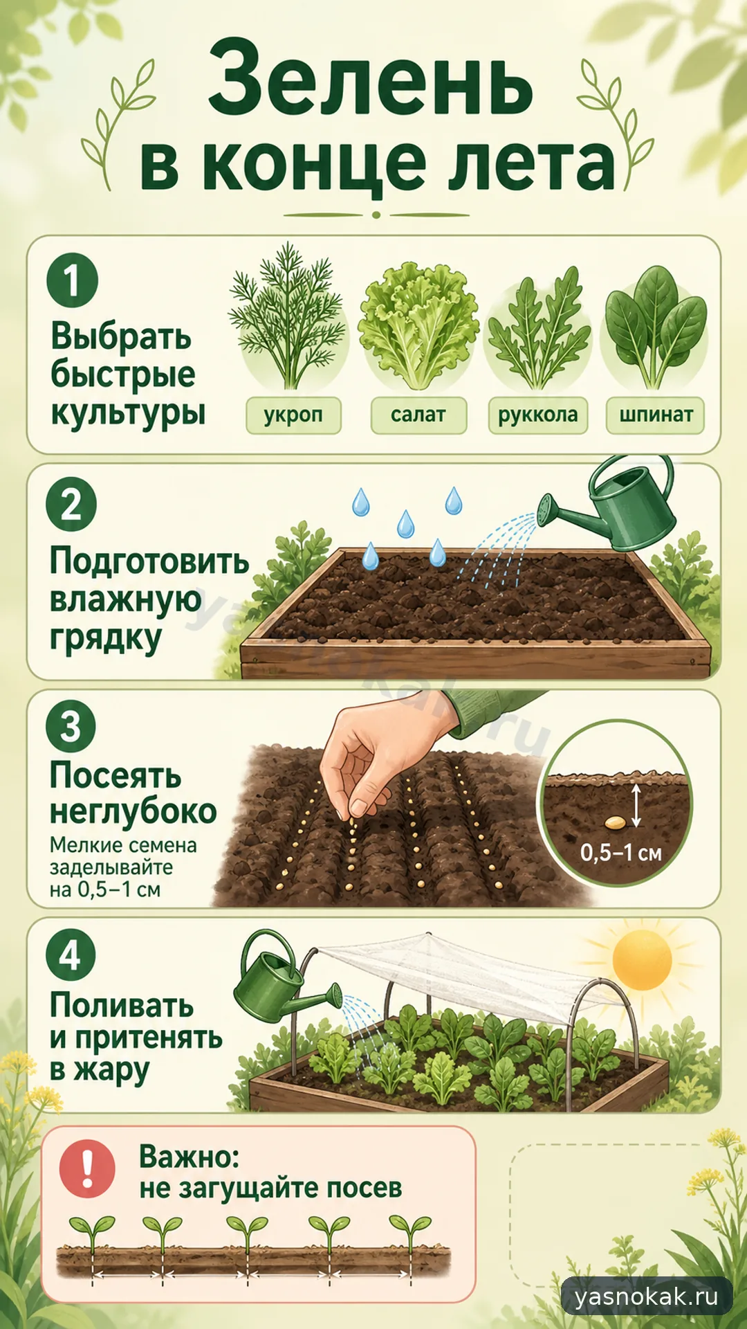 Схема: Как посадить зелень в конце лета