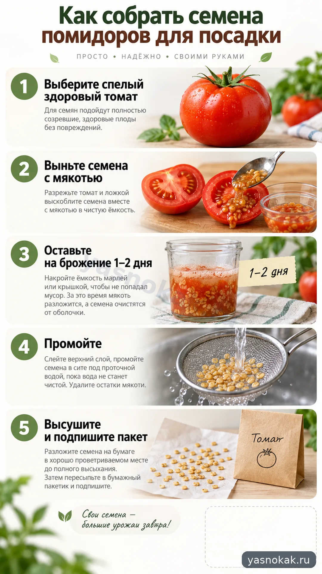 Схема: Как собрать семена помидоров для посадки