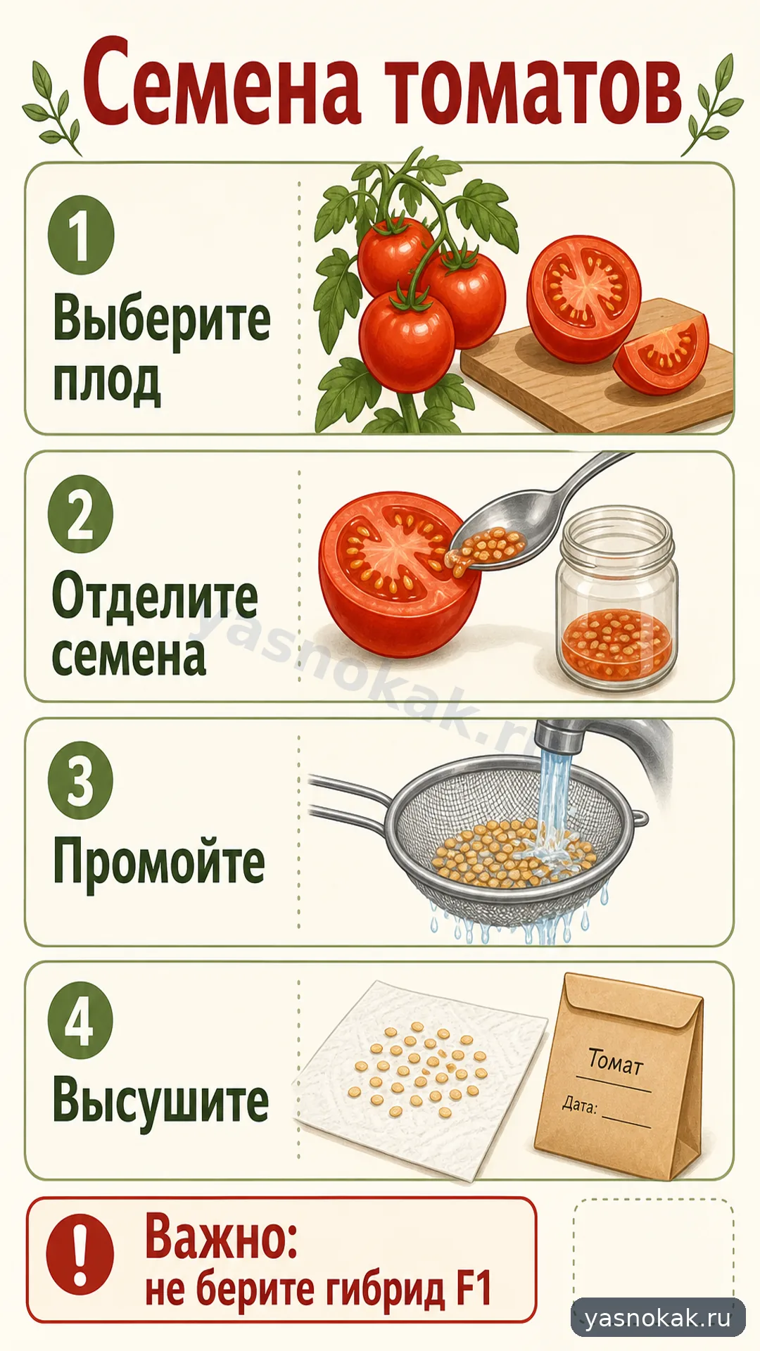 Схема: Как собрать семена томатов самому
