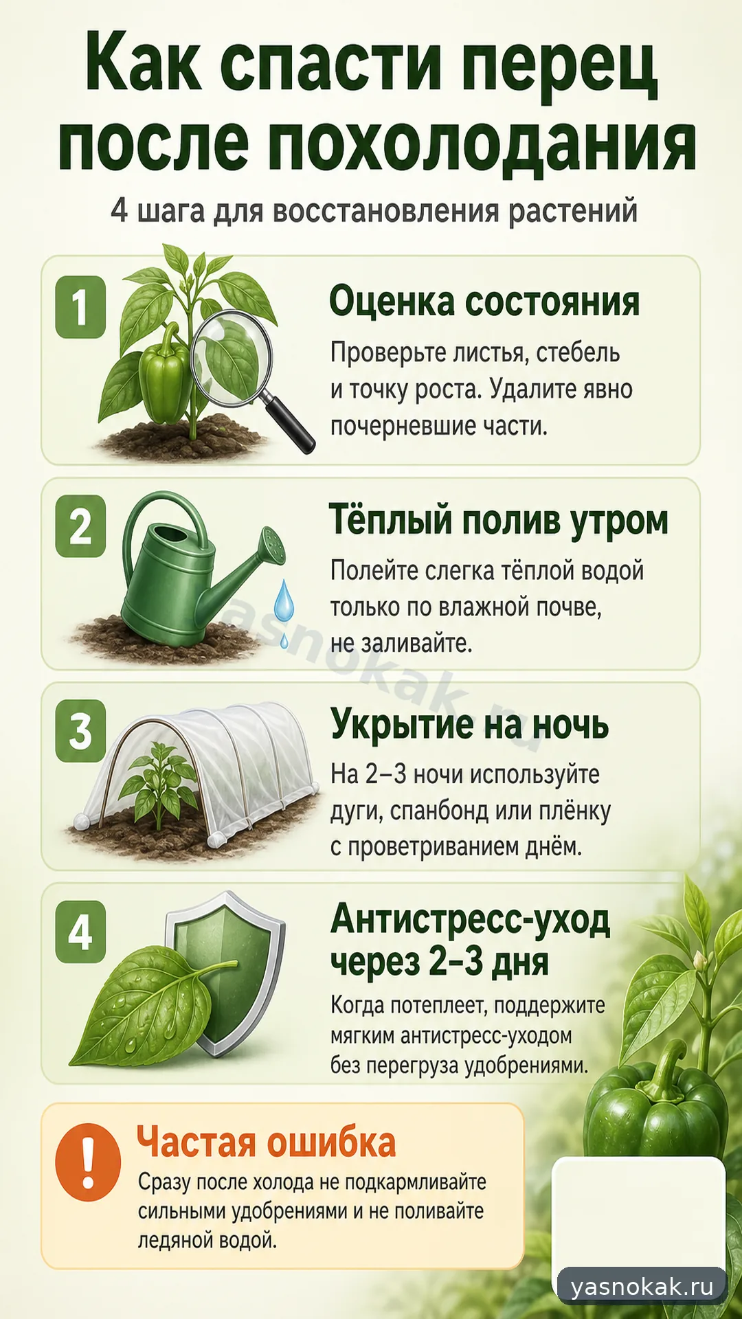 Схема: Как спасти перец после похолодания
