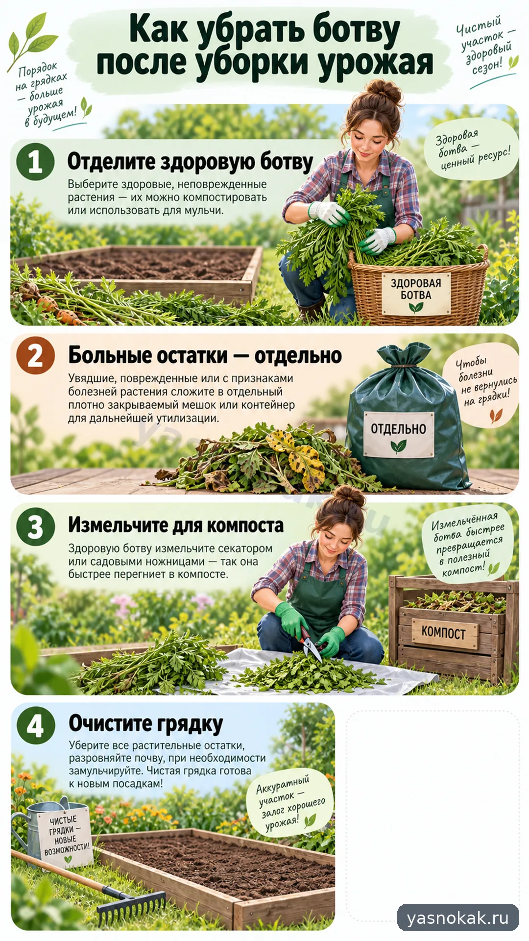 Схема: Как убрать ботву после уборки урожая