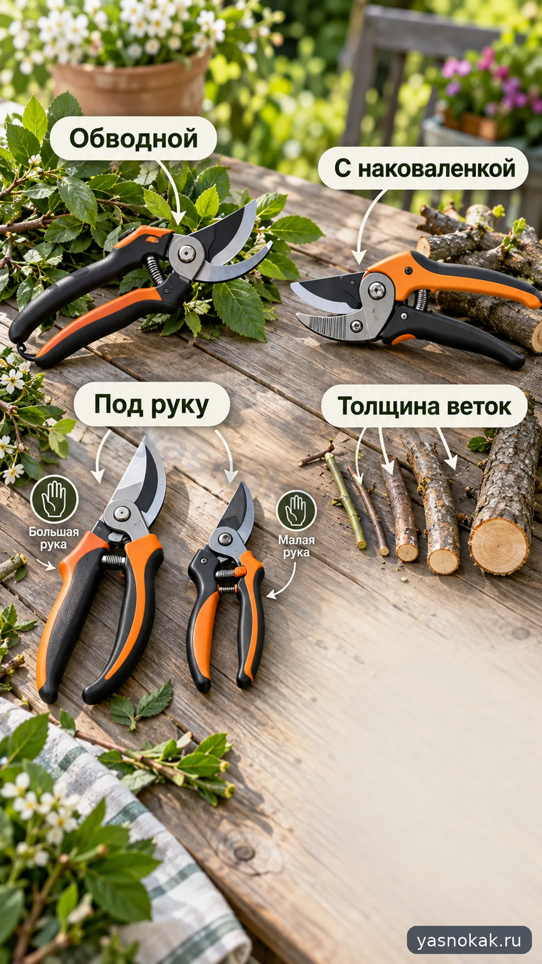 Схема: Как выбрать секатор Fiskars для сада