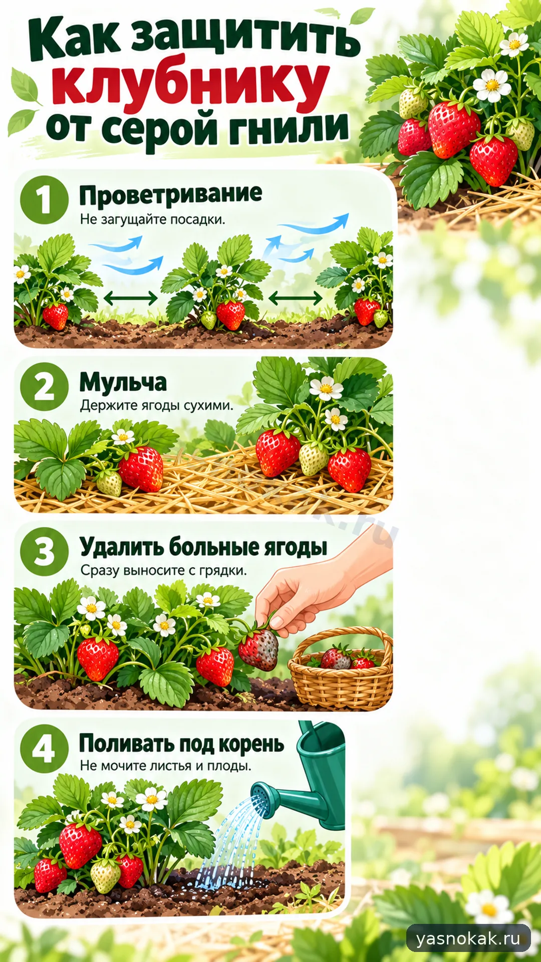 Схема: Как защитить клубнику от серой гнили