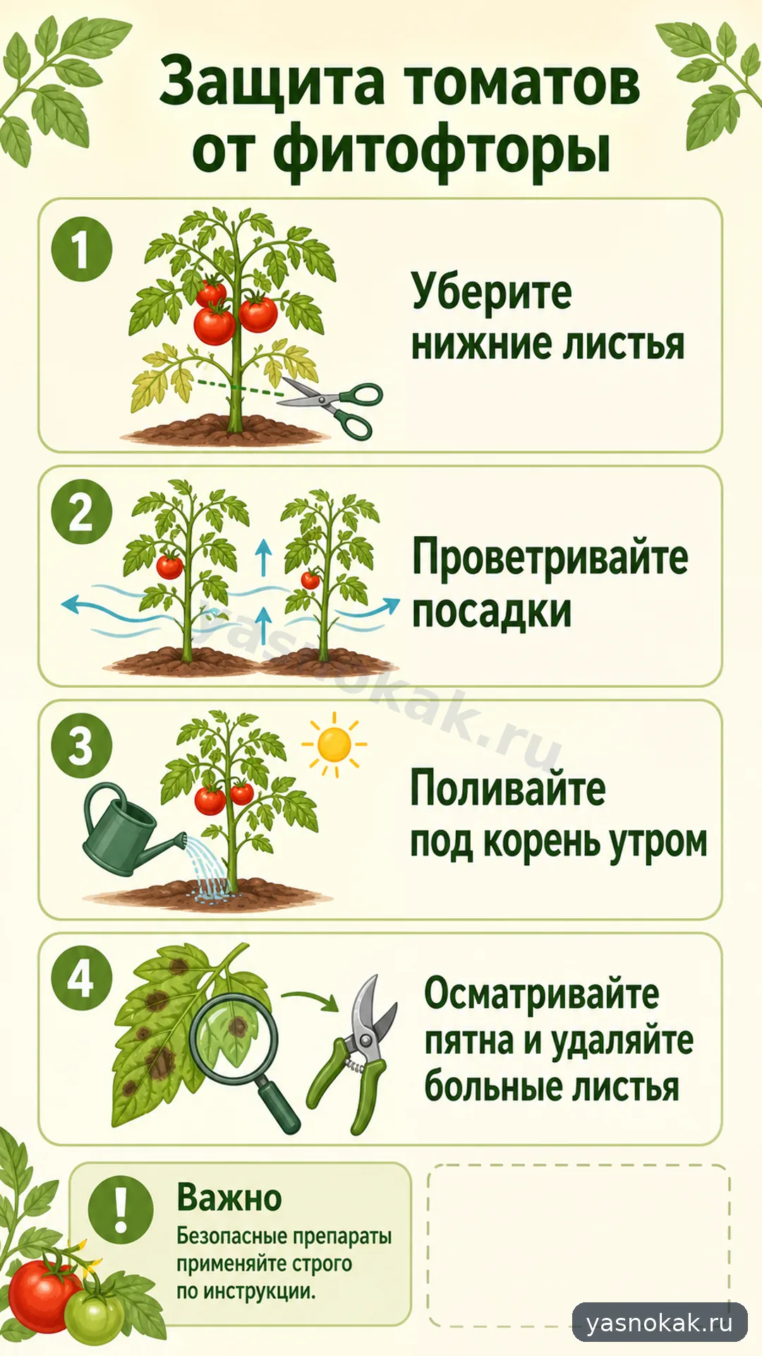 Схема: Как защитить помидоры от фитофторы