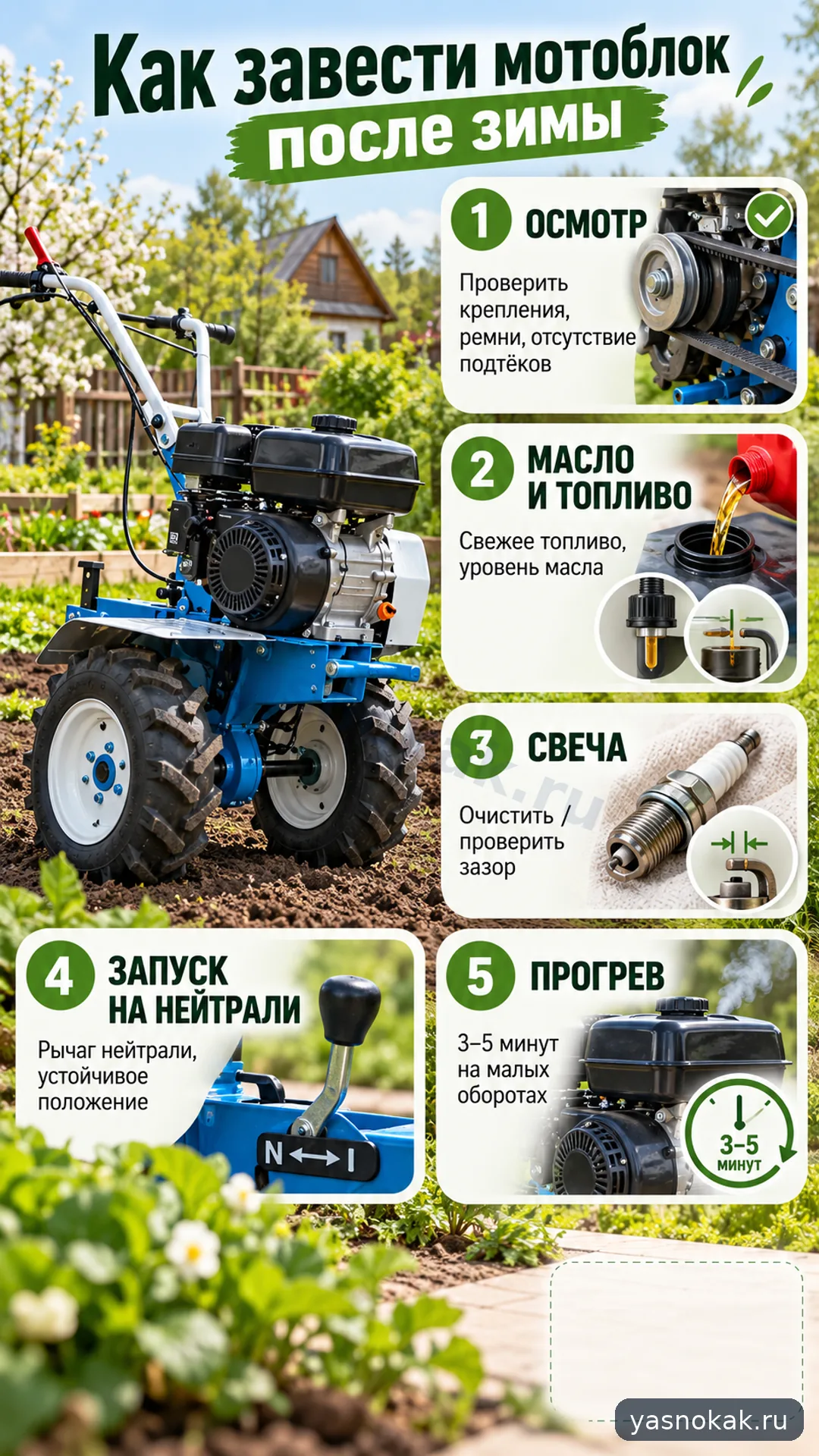 Схема: Как завести мотоблок Нева после зимы