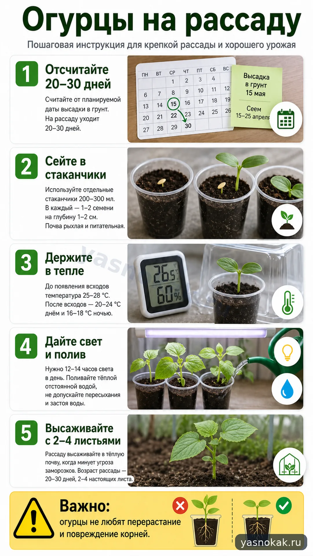 Схема: Когда сажать огурцы на рассаду
