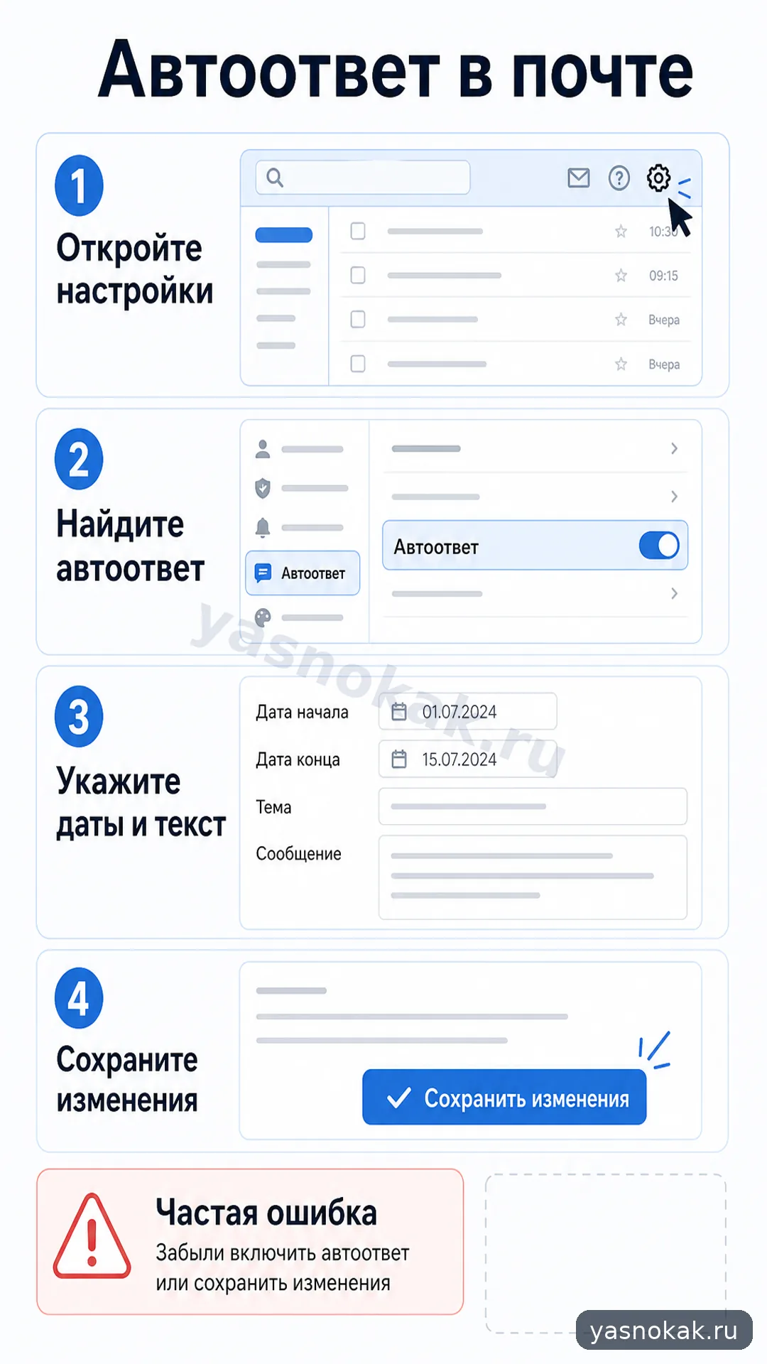 Схема: Как настроить автоответ в почте Gmail