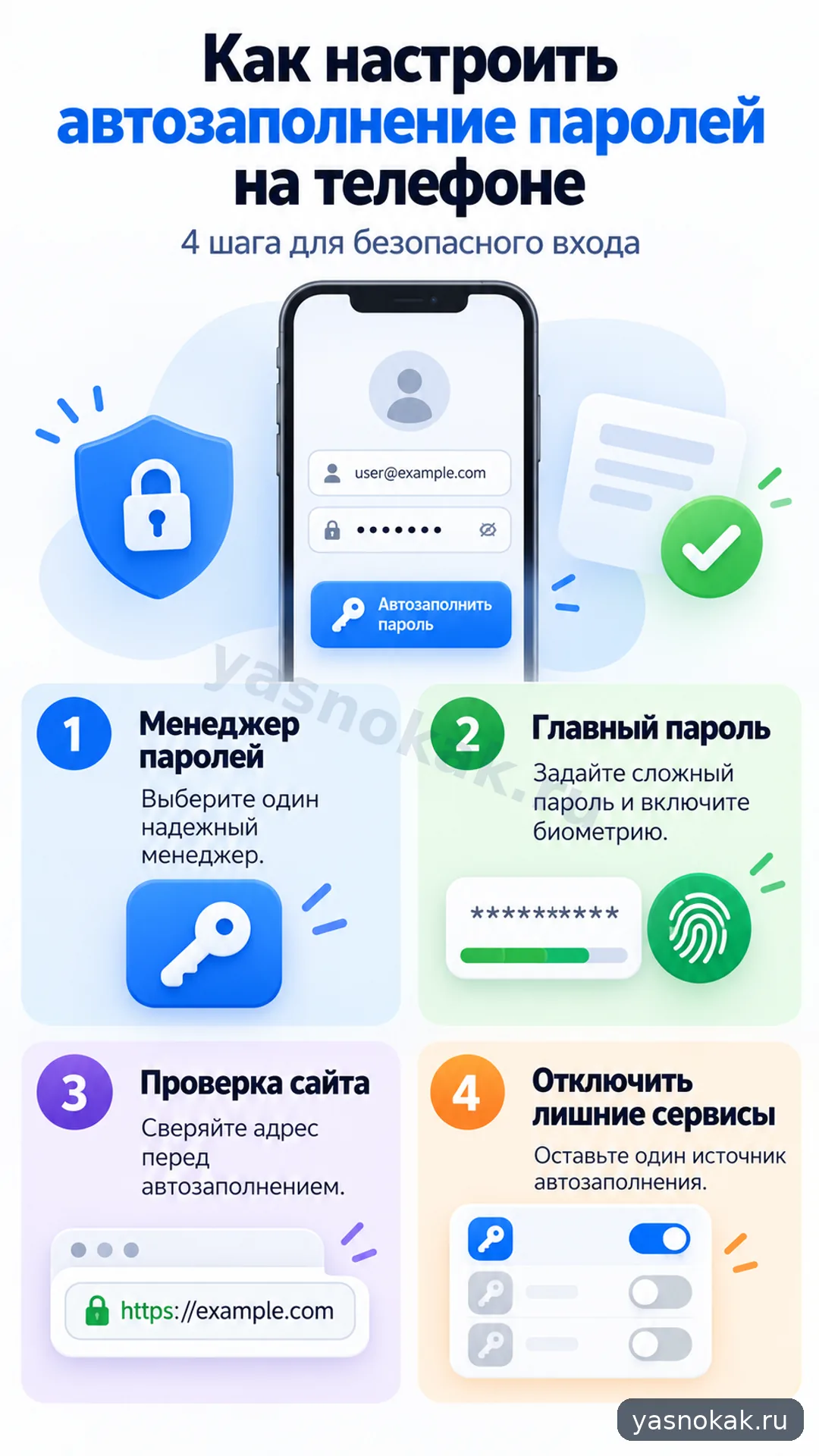 Схема: Как настроить автозаполнение паролей на телефоне