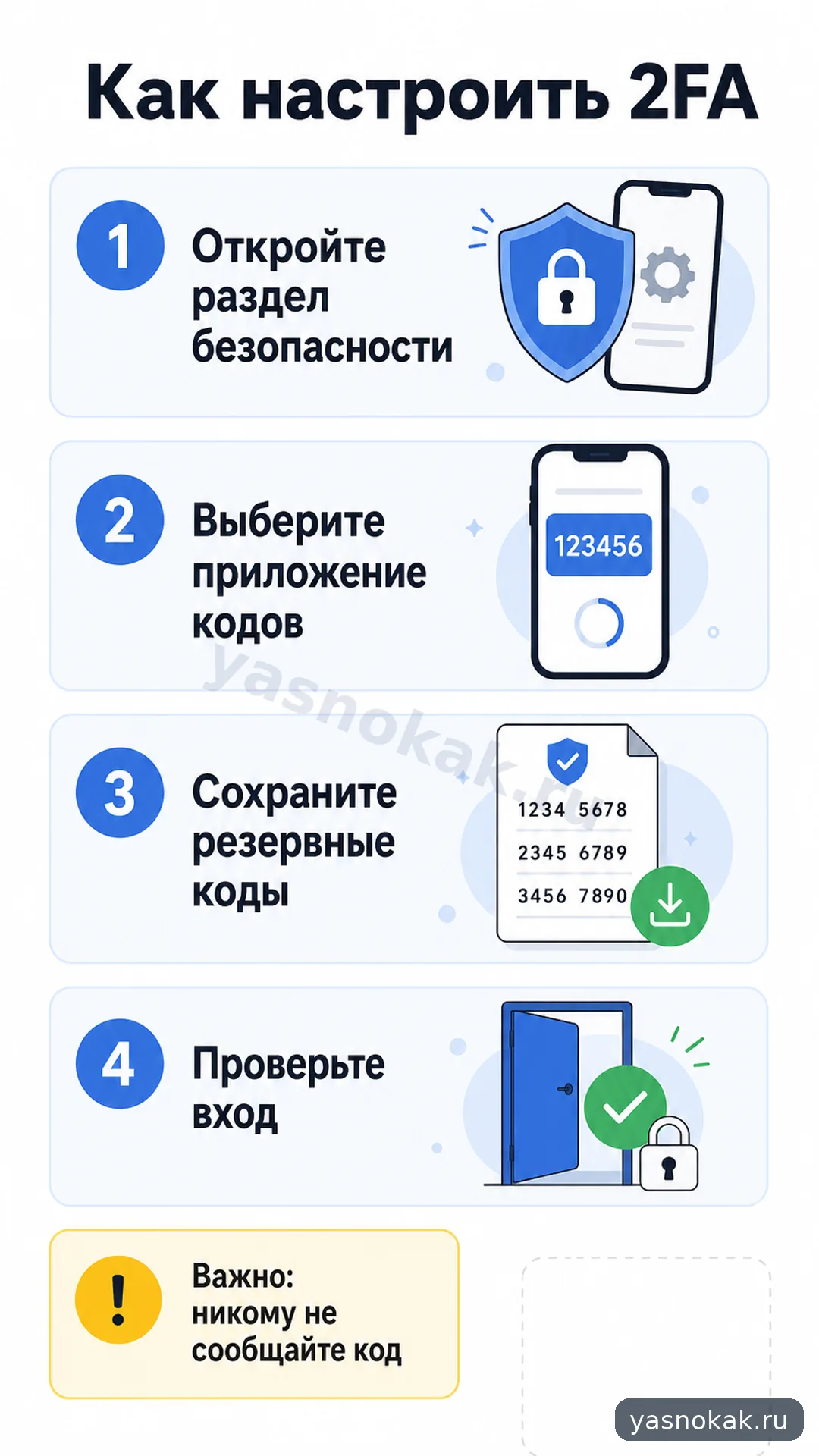 Схема: Как настроить двухфакторную аутентификацию