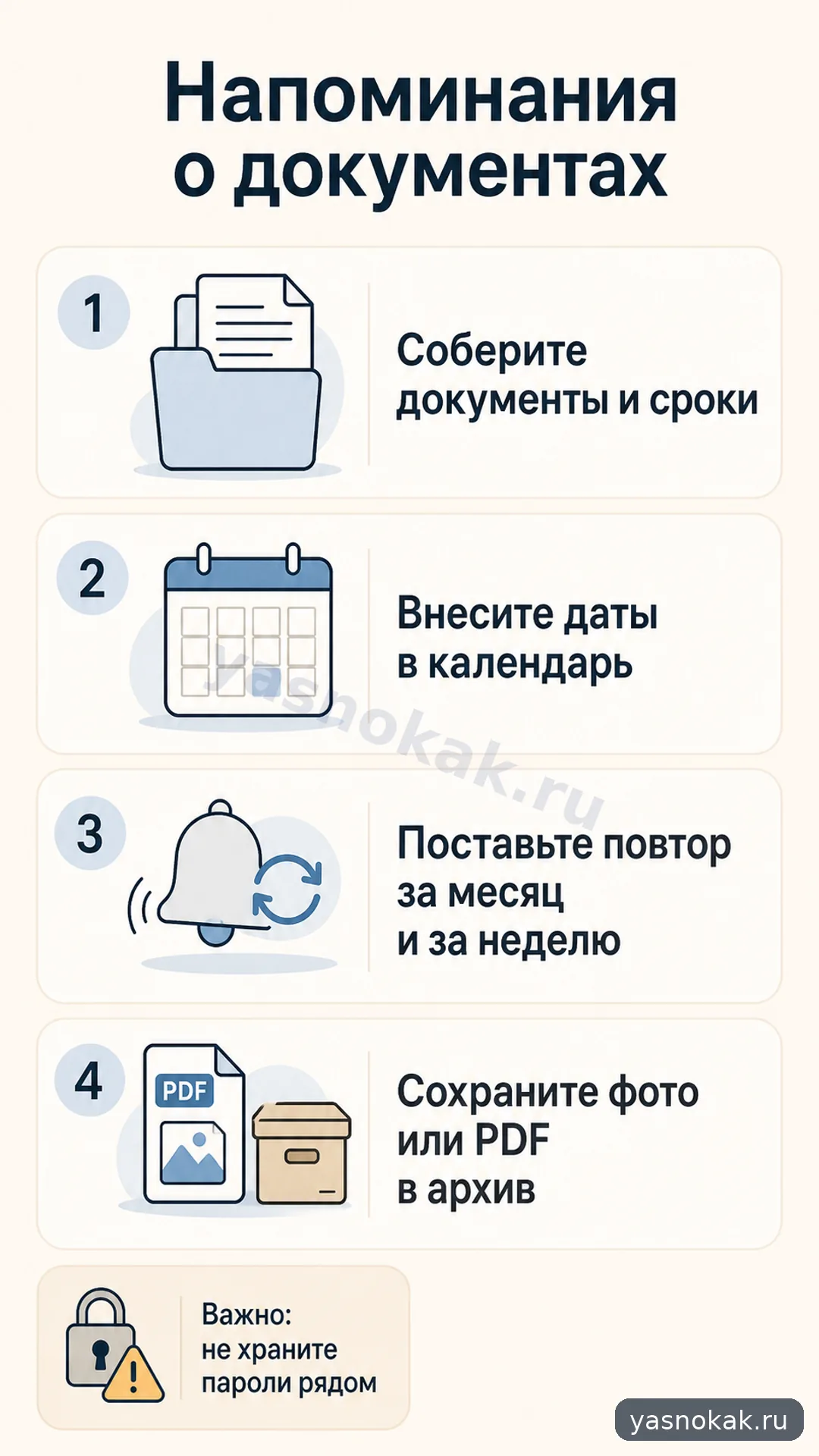 Схема: Как настроить напоминания о документах и сроках