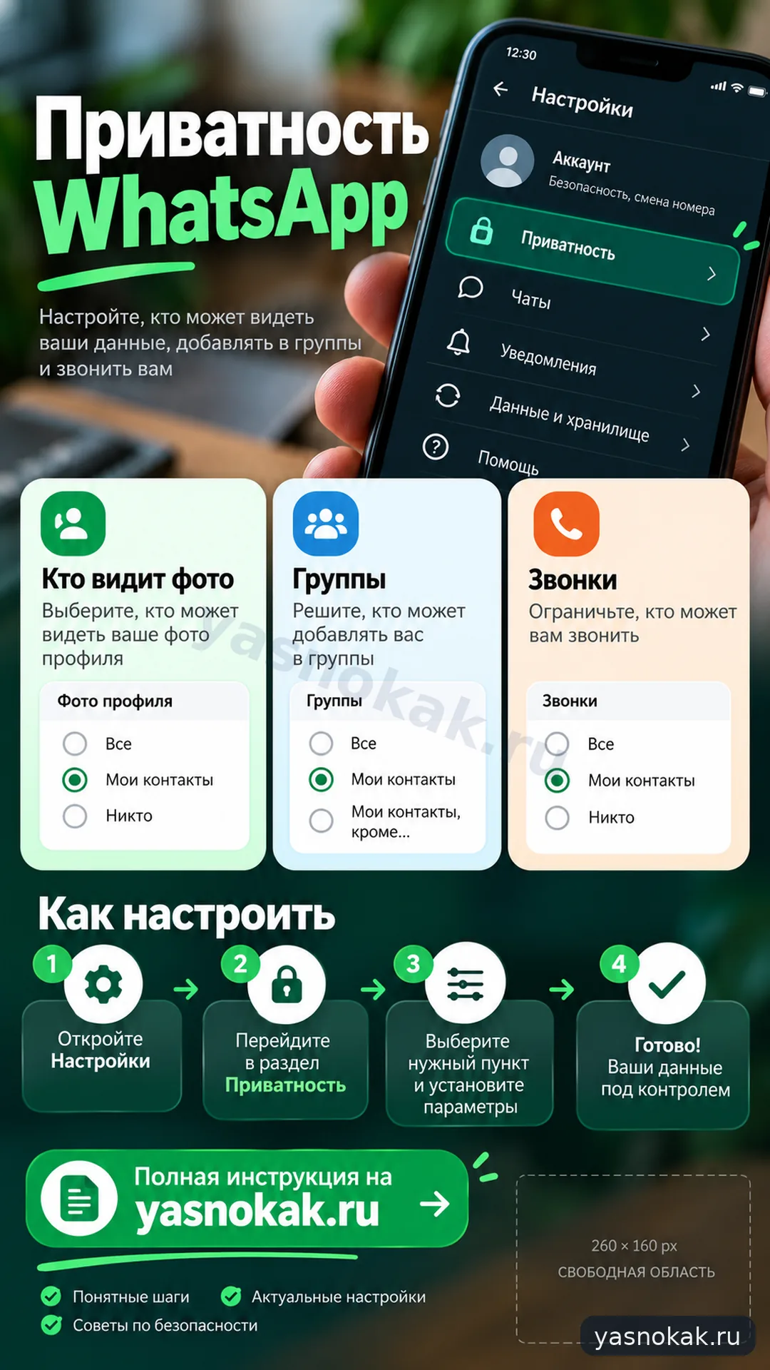 Схема: Как настроить приватность в WhatsApp
