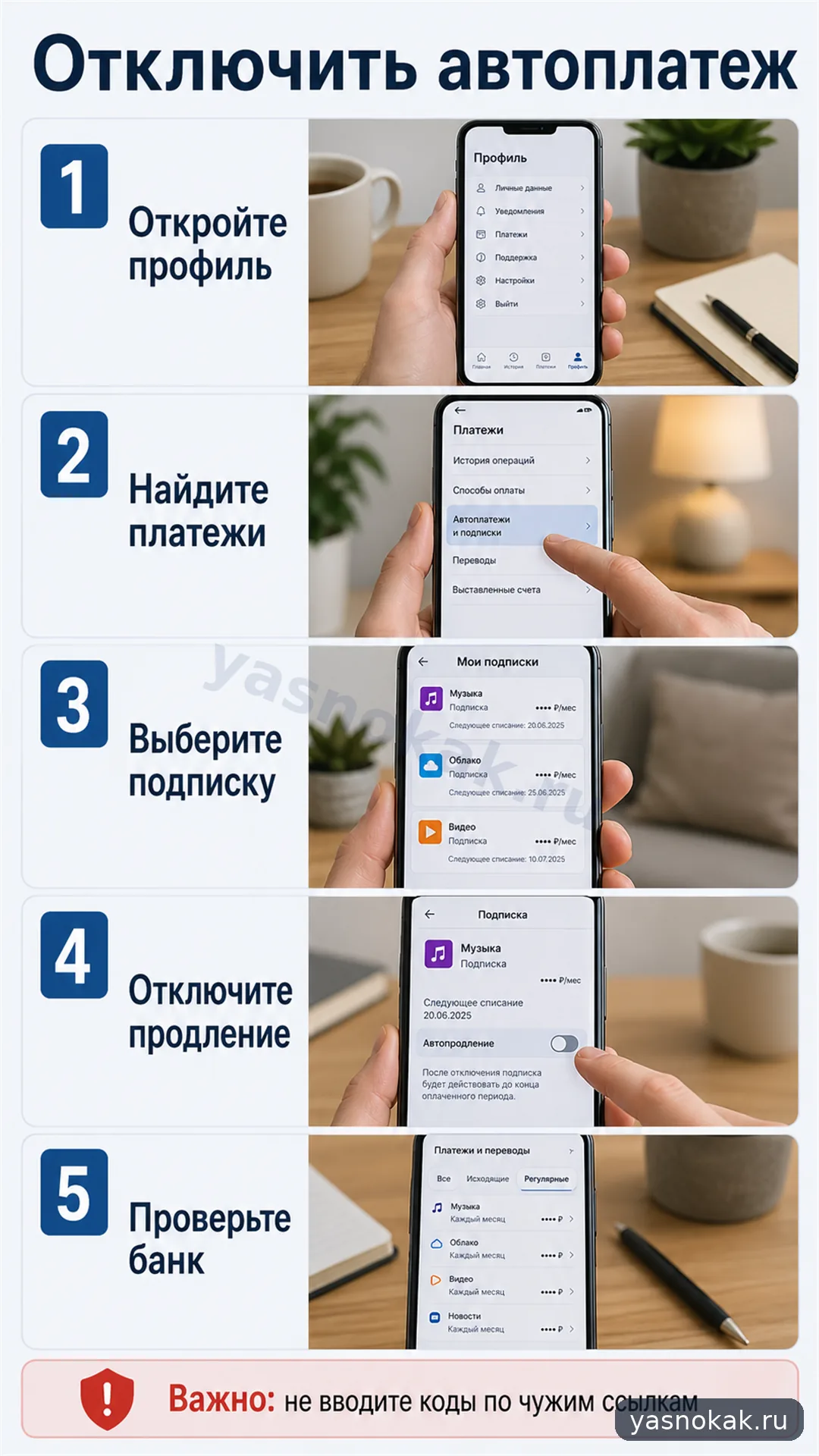 Схема: Как отключить автоплатеж в приложении