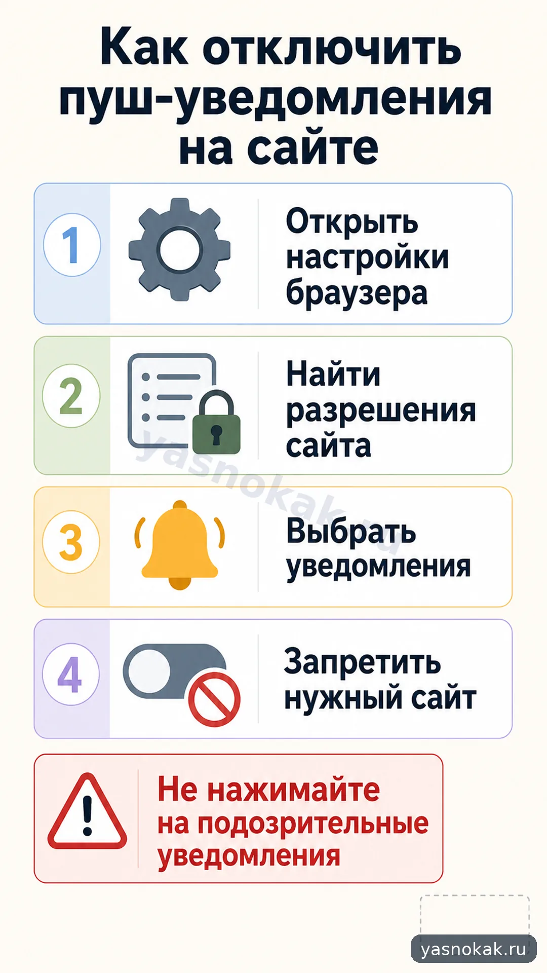 Схема: Как отключить пуш уведомления на сайте