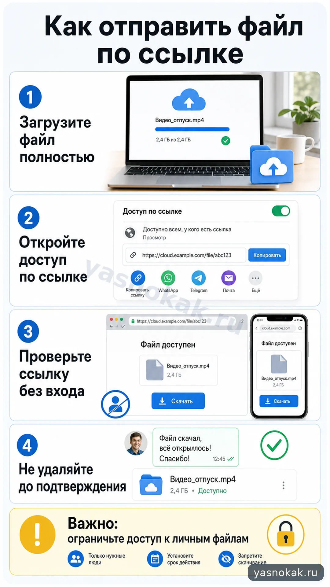 Схема: Как отправить большой файл по ссылке