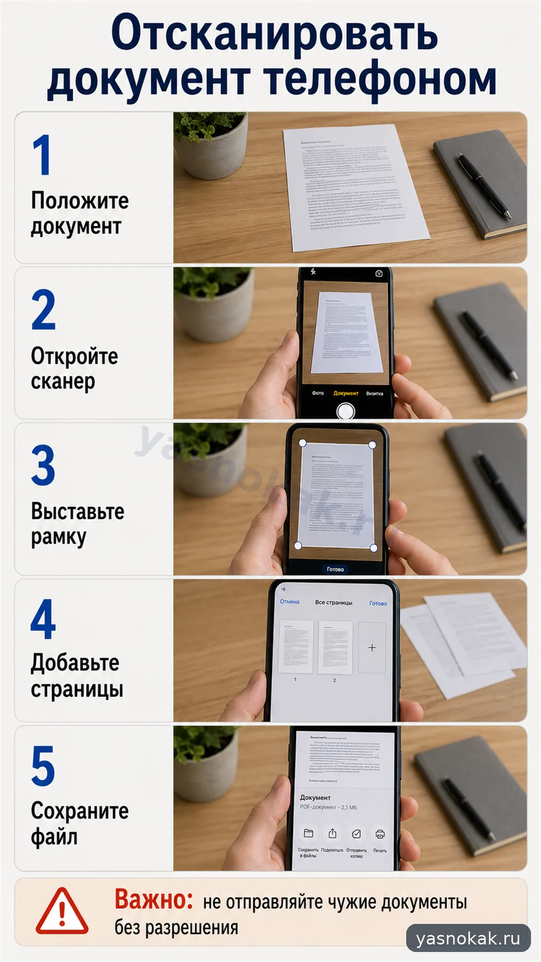 Схема: Как отсканировать документ телефоном