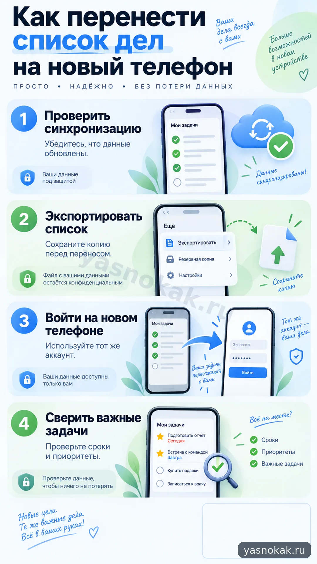 Схема: Как перенести список дел на новый телефон
