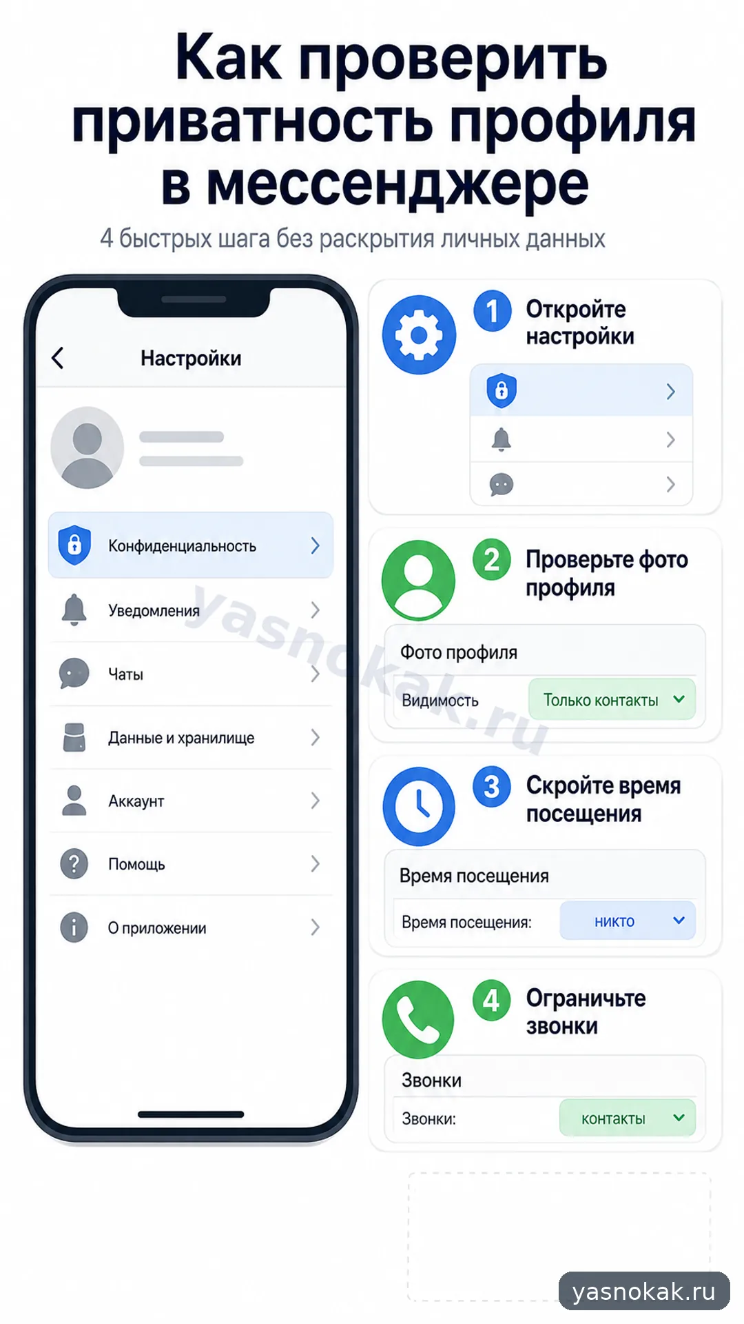 Схема: Как проверить приватность профиля в мессенджере