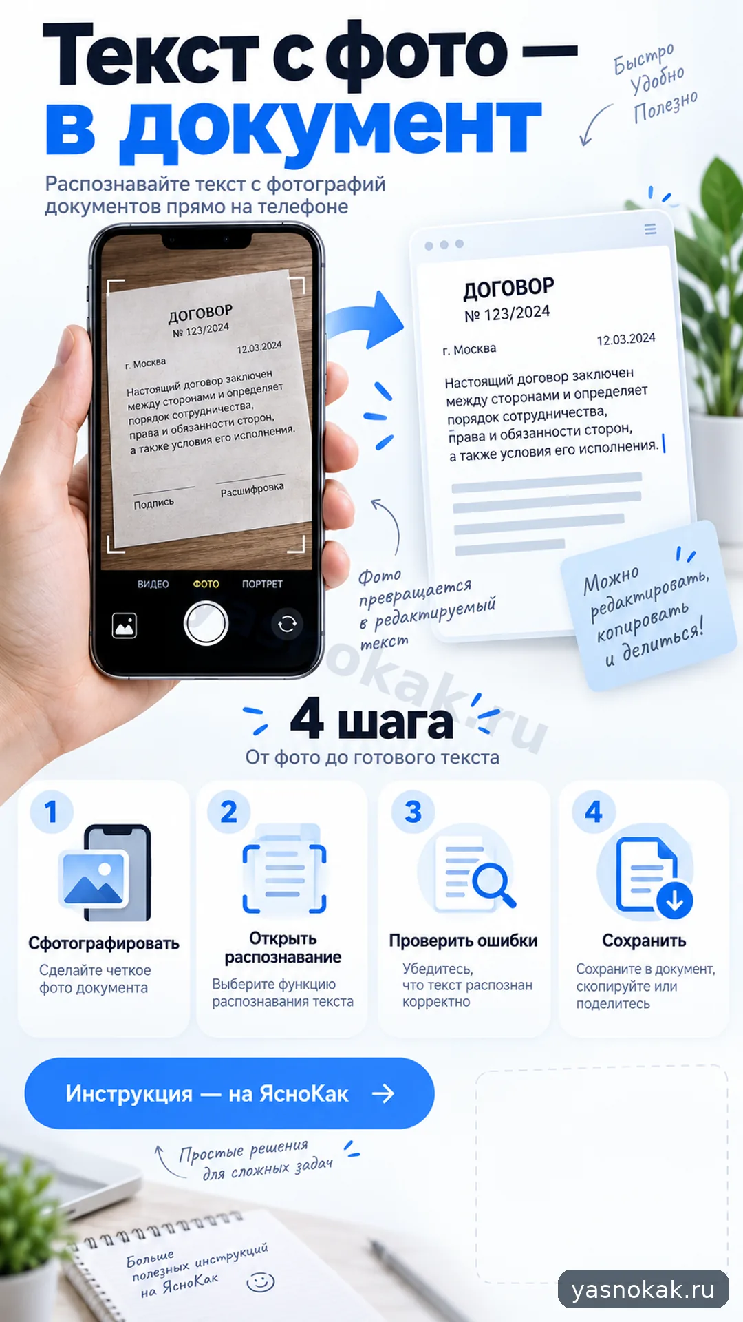 Схема: Как распознать текст с фото на телефоне