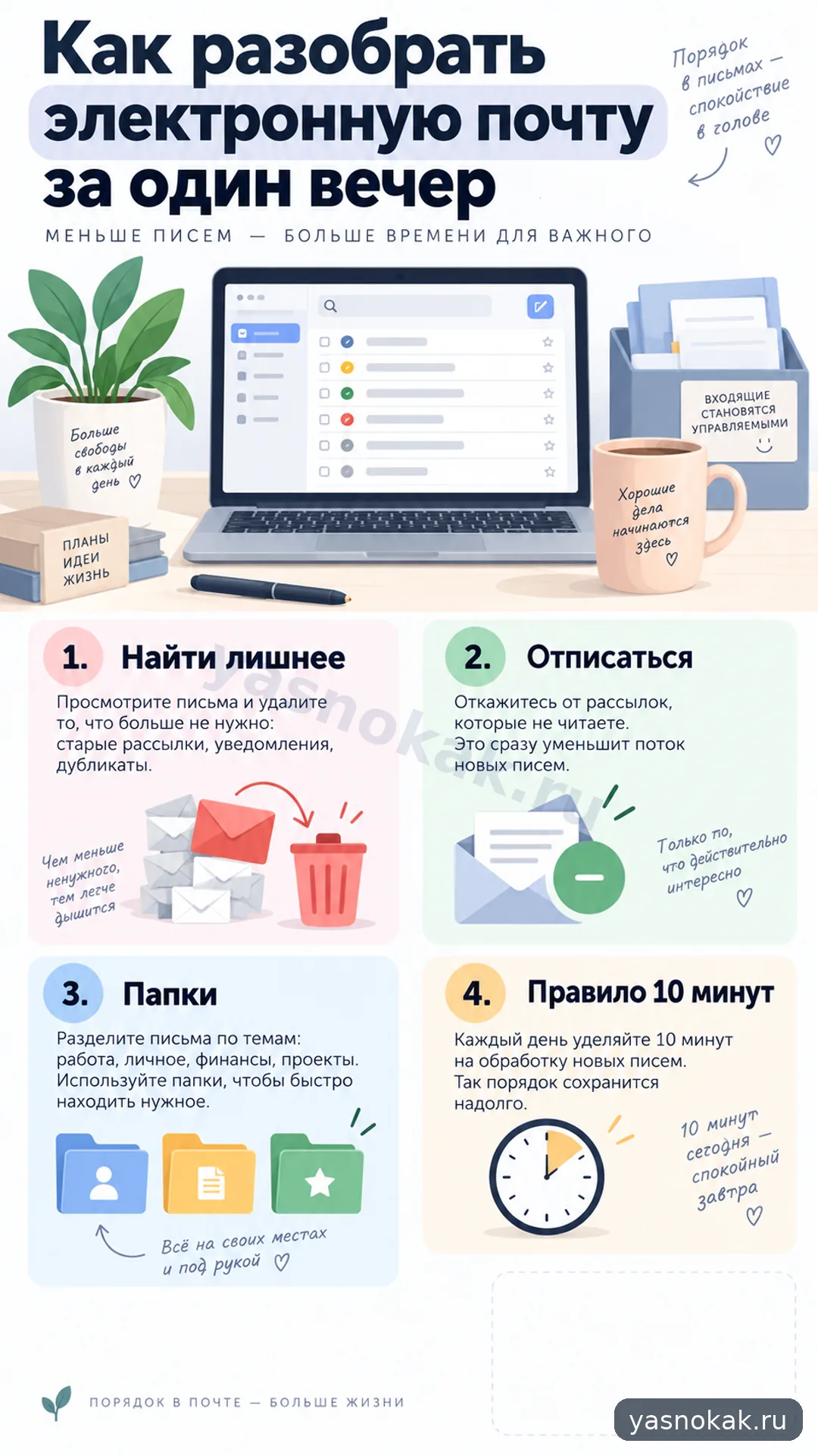 Схема: Как разобрать электронную почту за один вечер