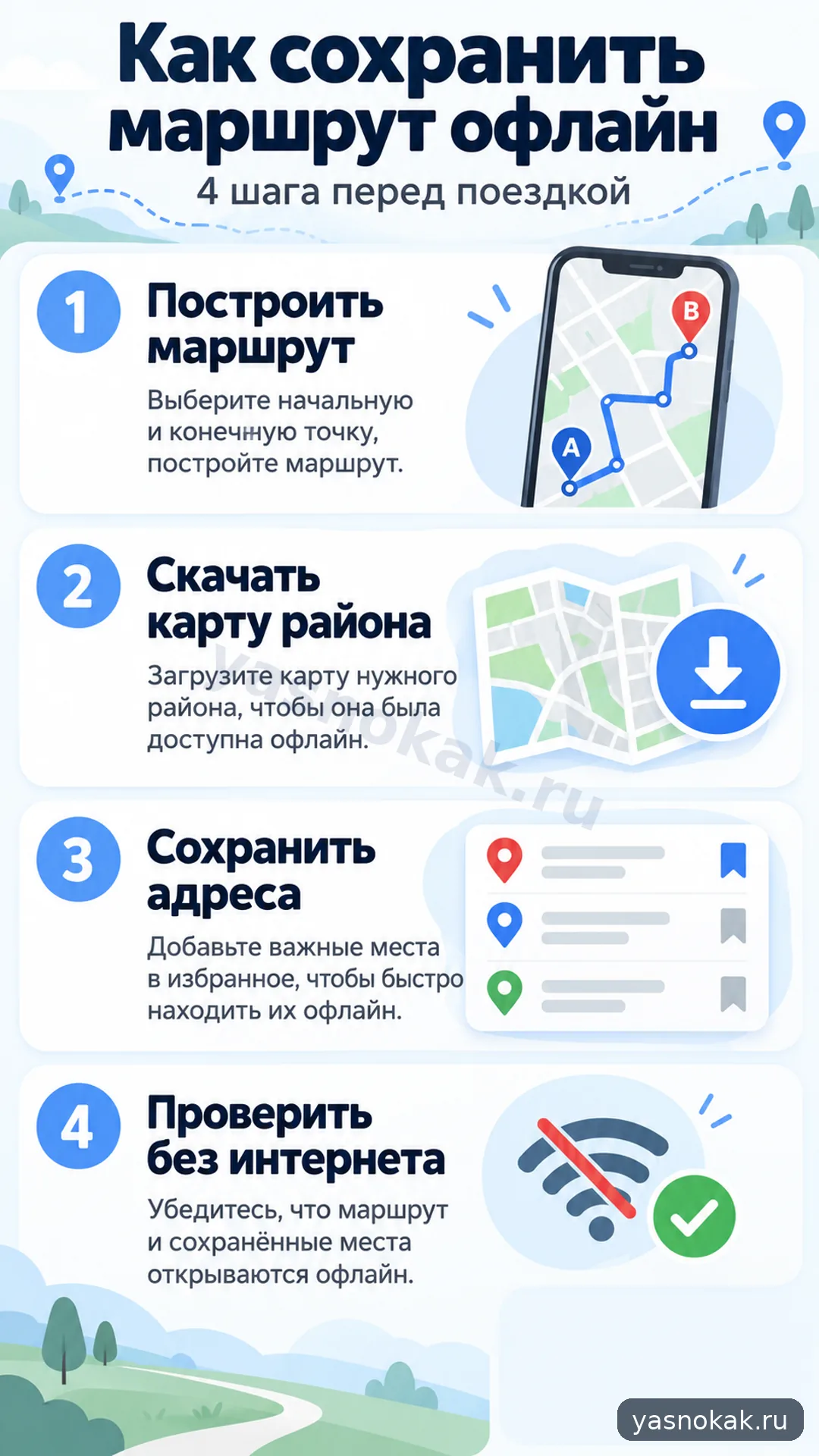 Как сохранить маршрут в Яндекс Картах офлайн