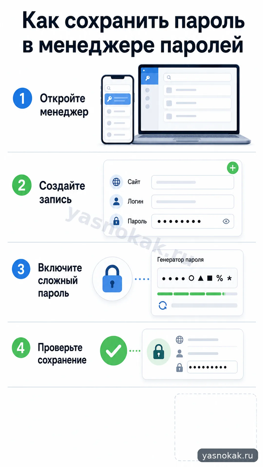 Схема: Как сохранить пароль в менеджере паролей