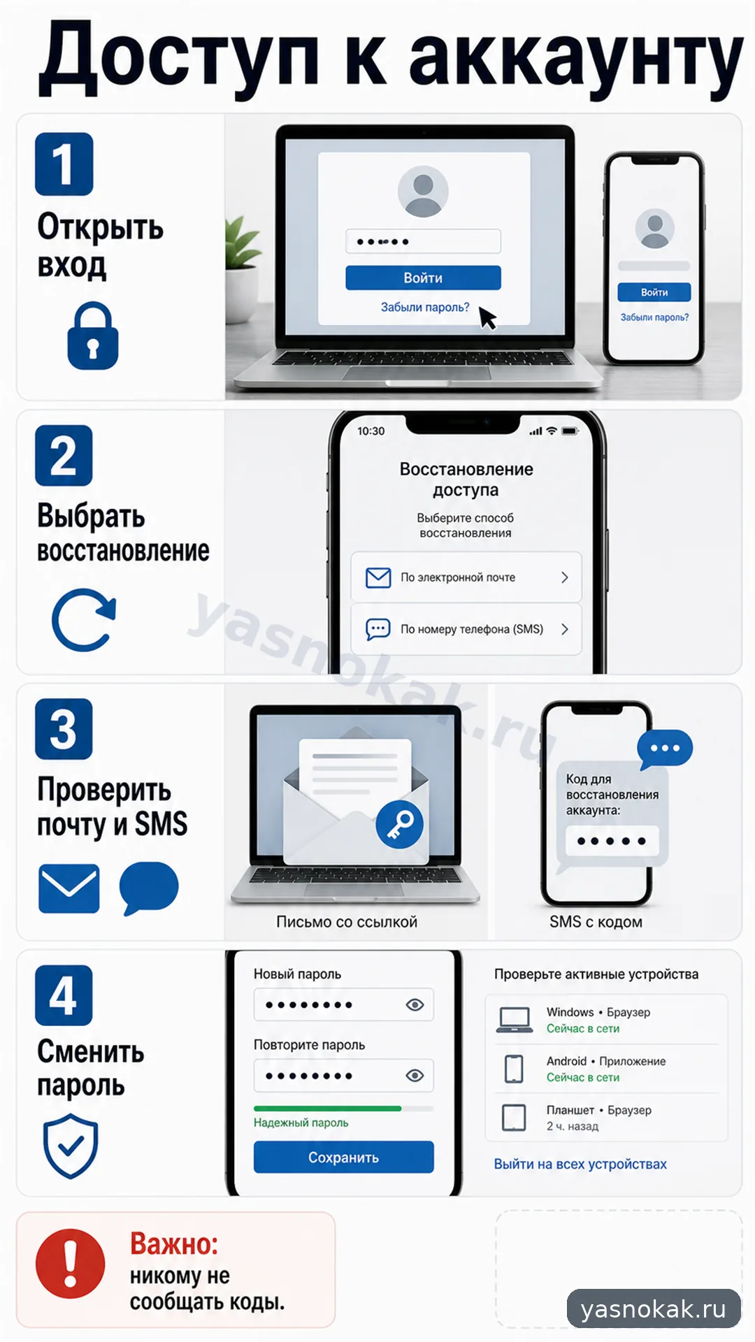 Схема: Как восстановить доступ к аккаунту